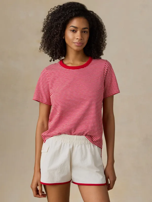 Sunwashed Regenerative Tee - Fuchsia Stripe made by Faherty