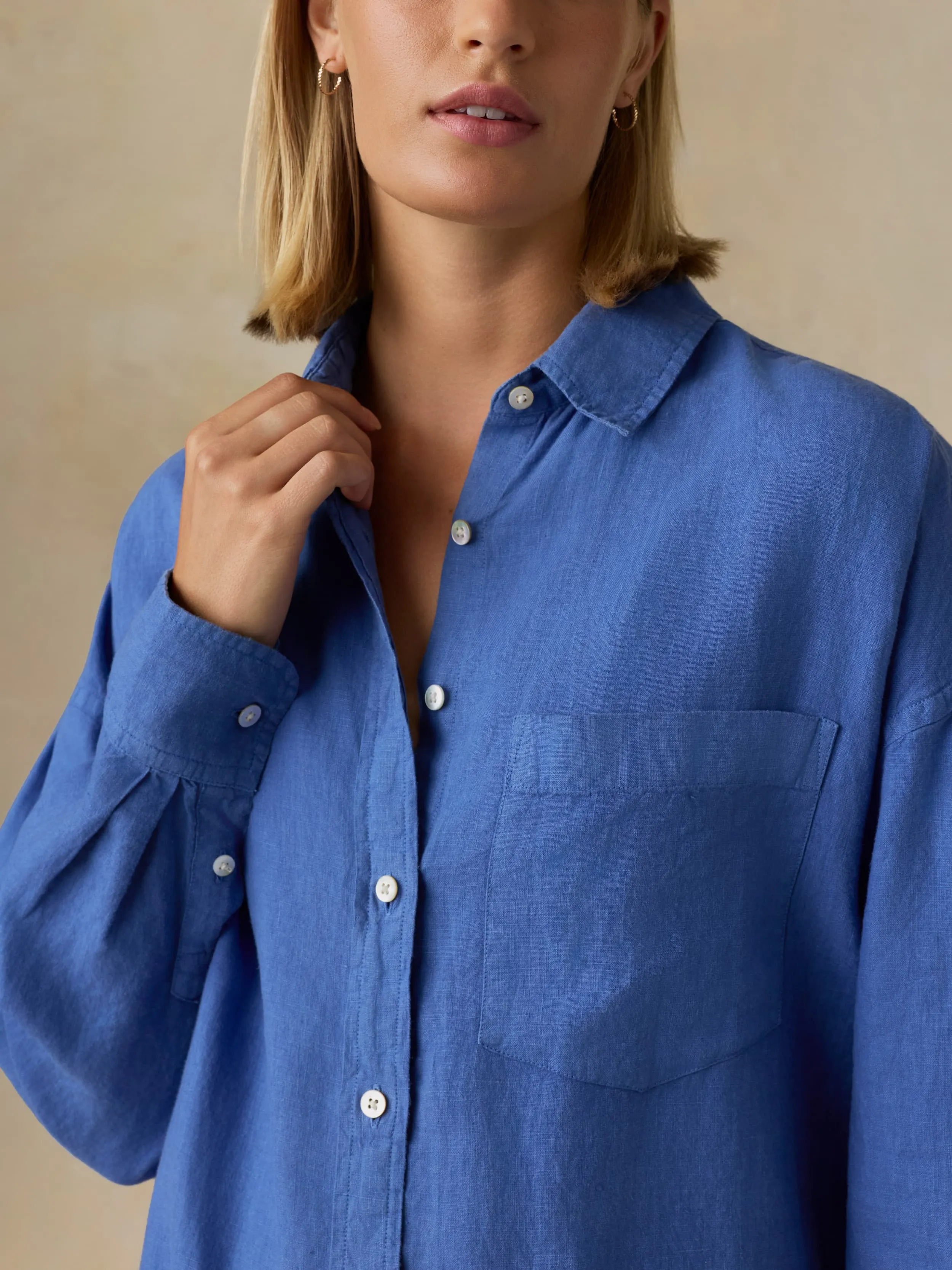 Laguna Linen Kova Shirtdress - Paradise Blue sold by Faherty product image thumbnail 4