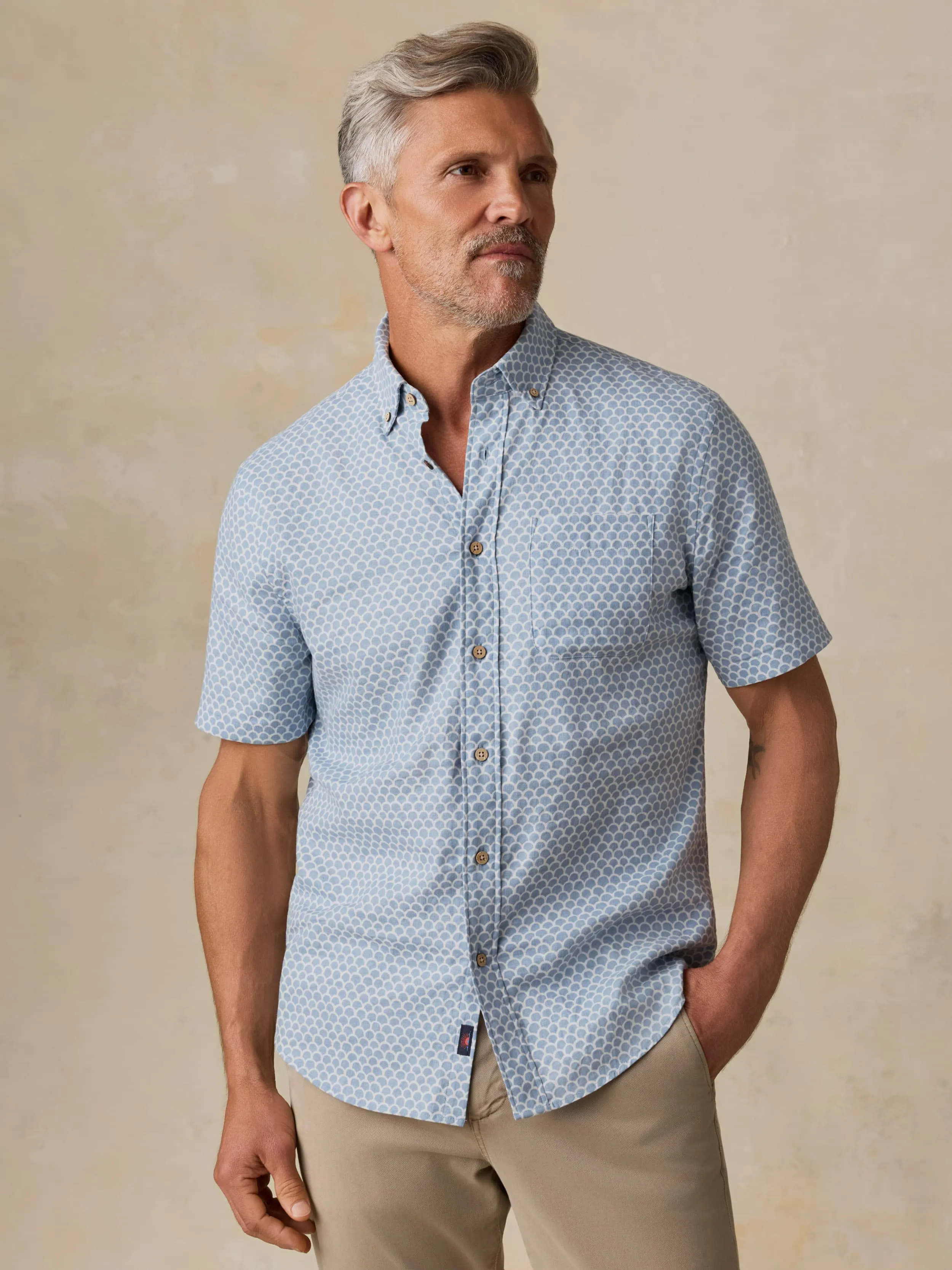 Short-Sleeve Breeze Shirt - Fishscale Redux sold by Faherty