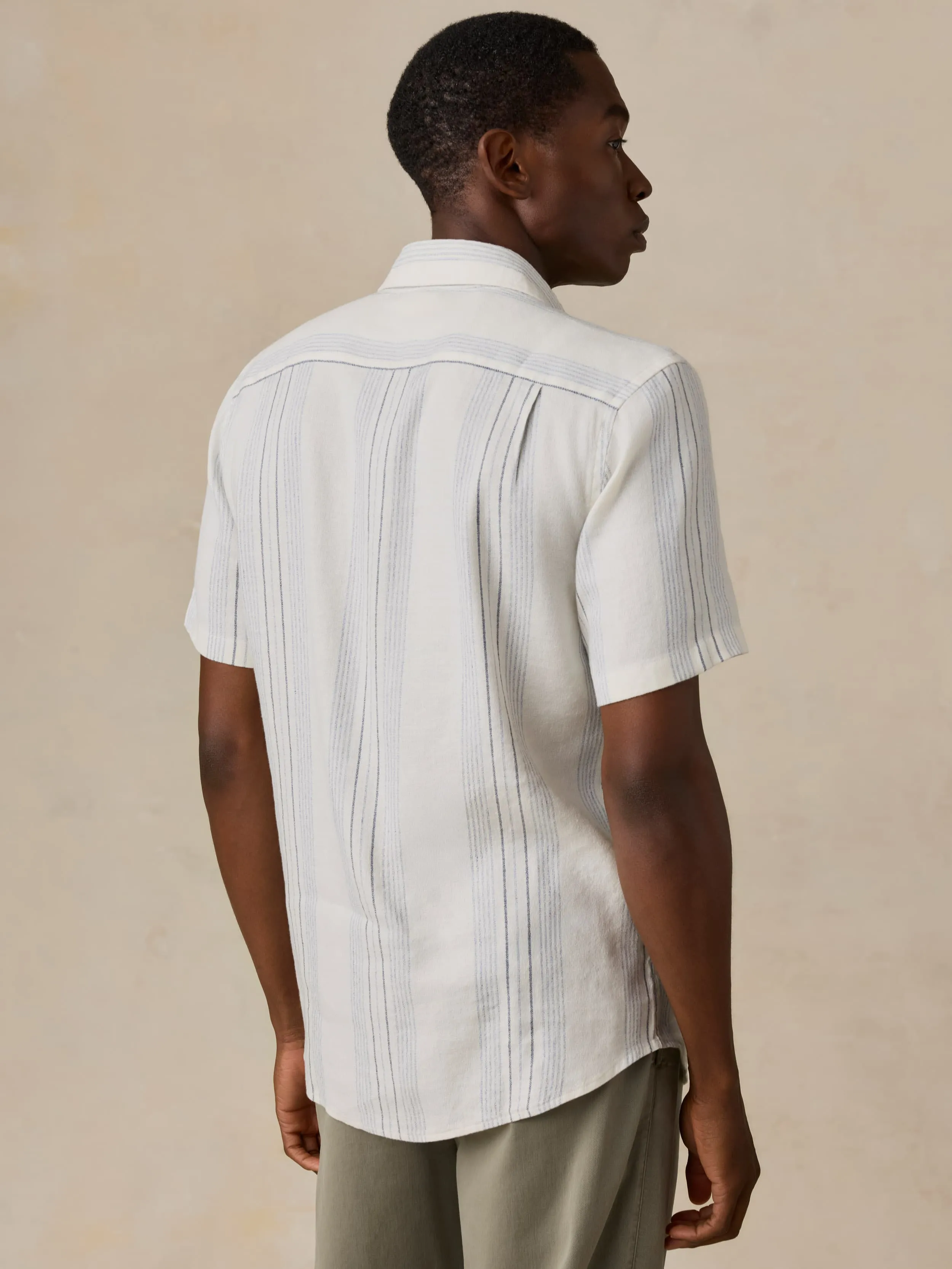 Short-Sleeve Breeze Shirt - River Shore Stripe sold by Faherty product image thumbnail 3