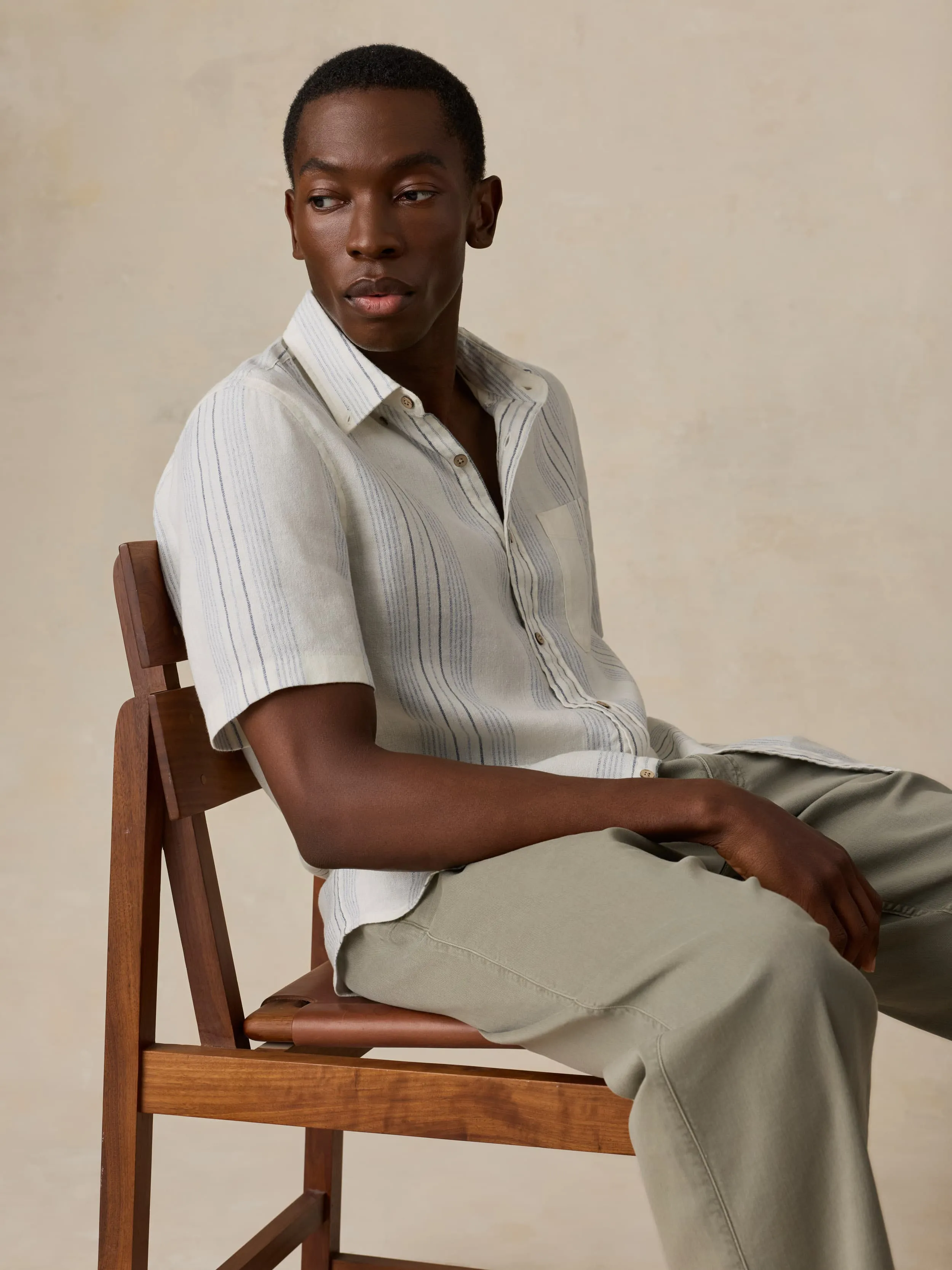 Short-Sleeve Breeze Shirt - River Shore Stripe sold by Faherty product image thumbnail 2