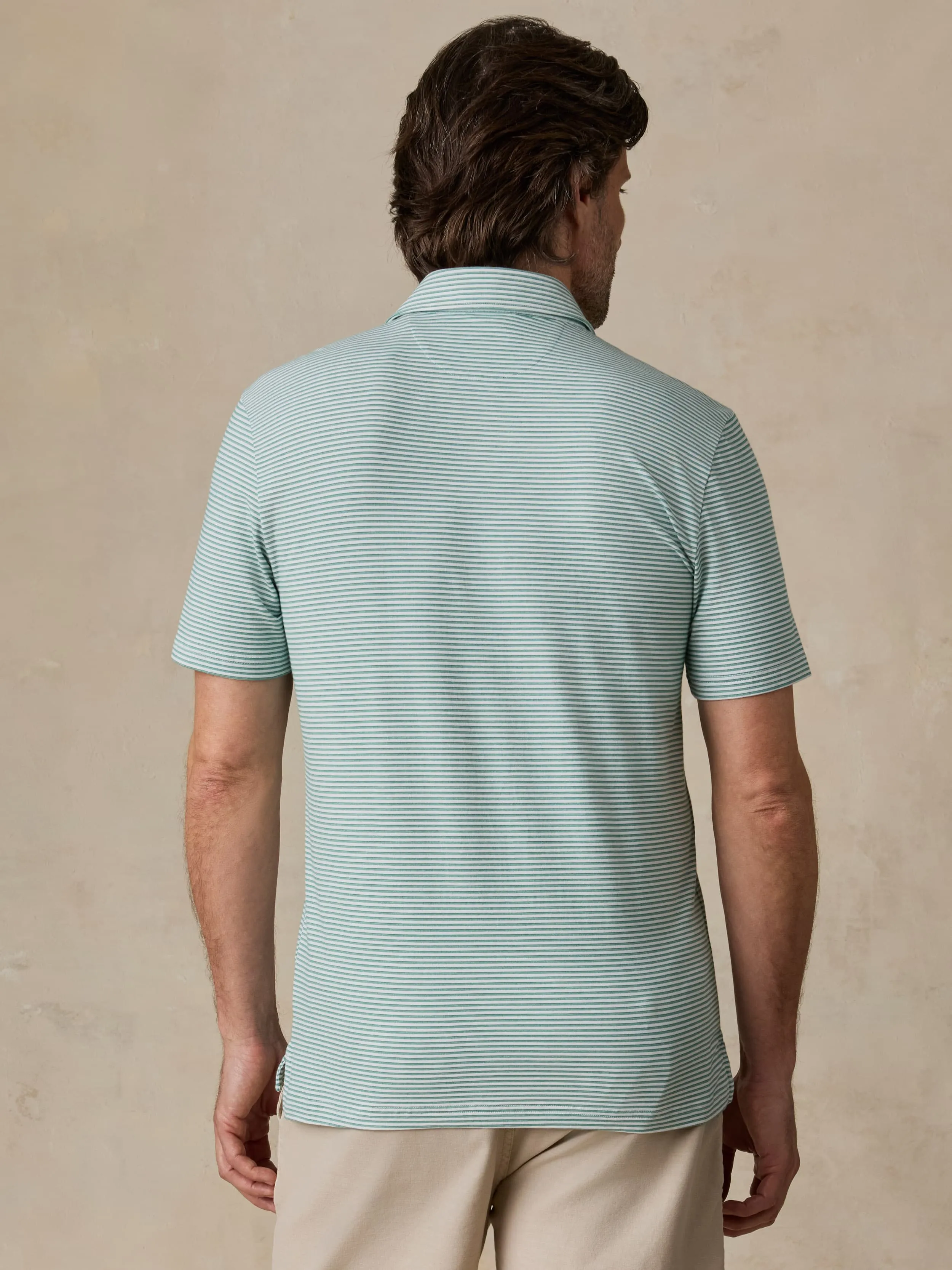 Short-Sleeve Movement™ Polo - Ivory Spring Stripe sold by Faherty product image thumbnail 5