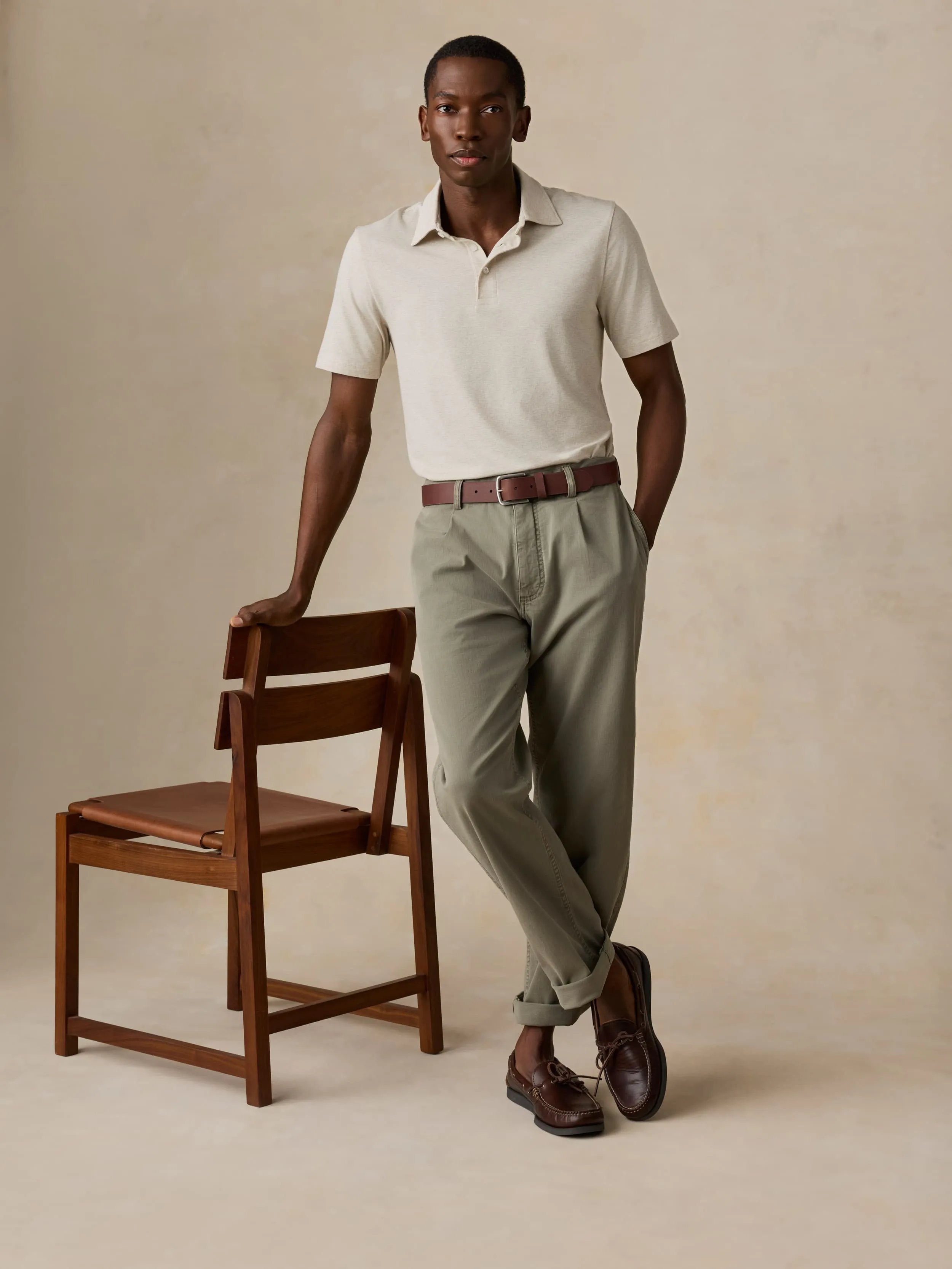 Short-Sleeve Movement™ Polo - Shore Sand Feeder sold by Faherty product image thumbnail 2