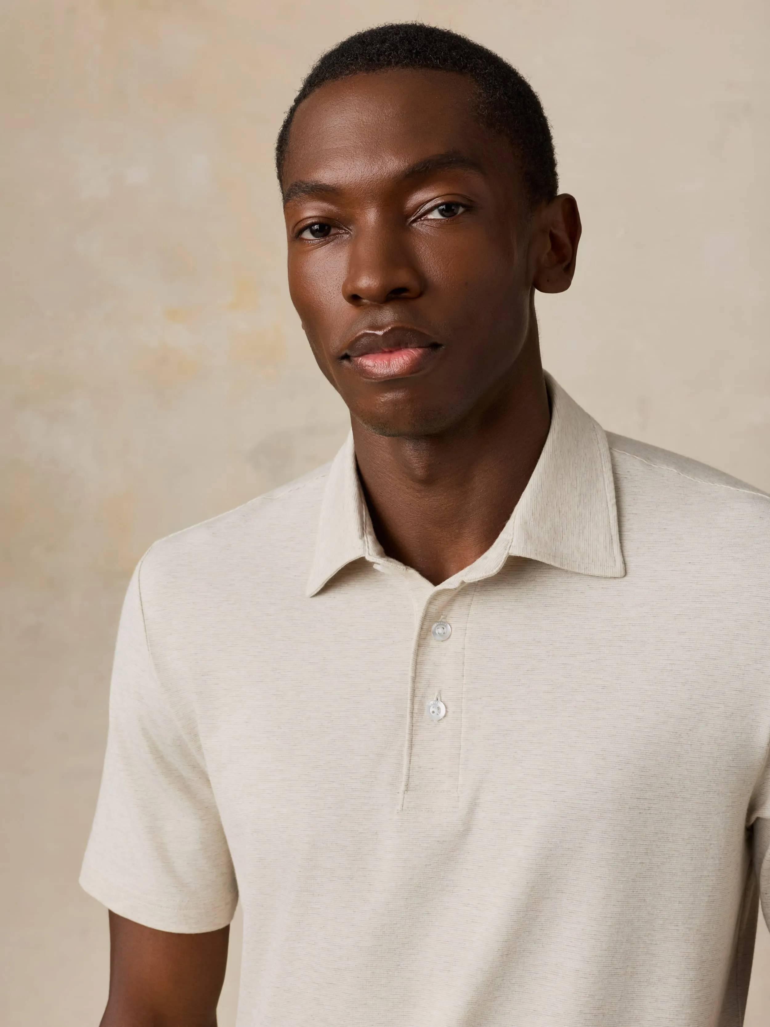 Short-Sleeve Movement™ Polo - Shore Sand Feeder sold by Faherty product image thumbnail 4