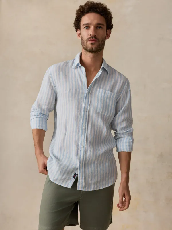 Sunwashed Linen Shirt - Blue Island Stripe made by Faherty