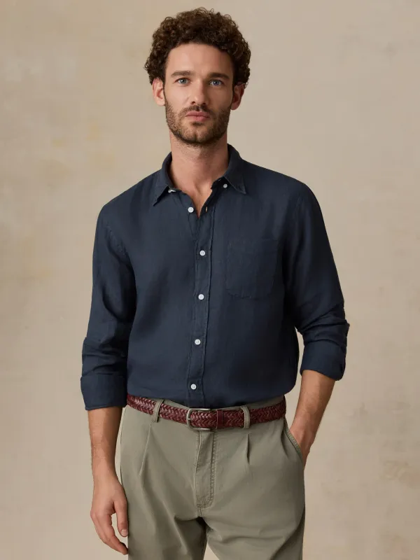 Sunwashed Linen Shirt - Navy Bay made by Faherty