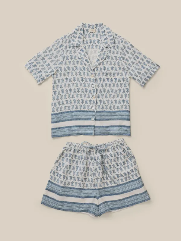 Pajama Short Set - Indigo Ikat made by Faherty