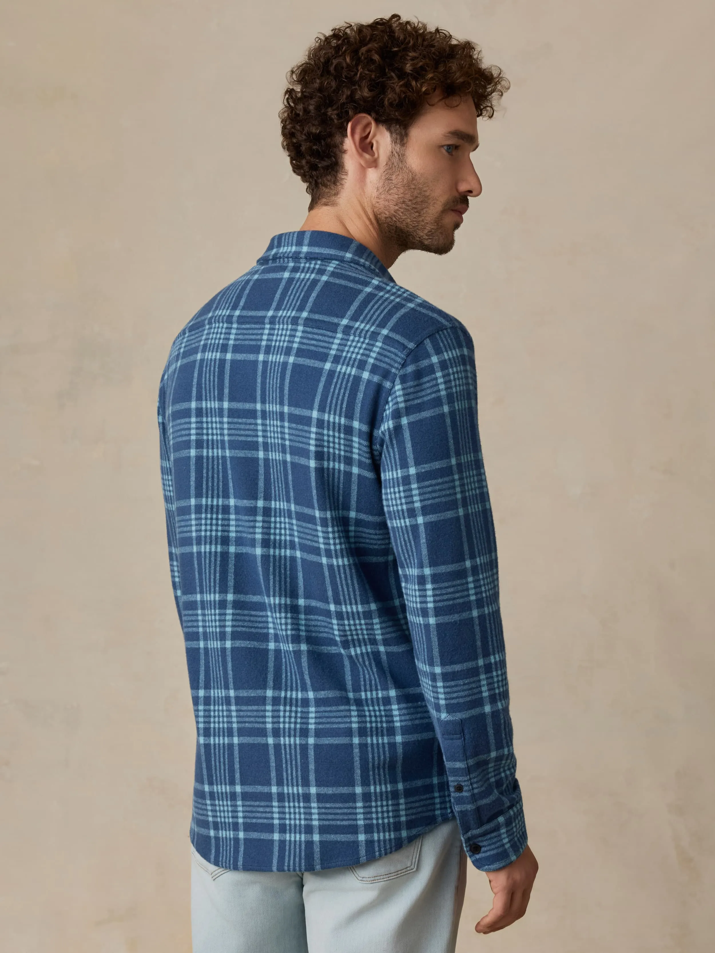 Legend Sweater Shirt - Midnight Teal Plaid sold by Faherty product image thumbnail 4