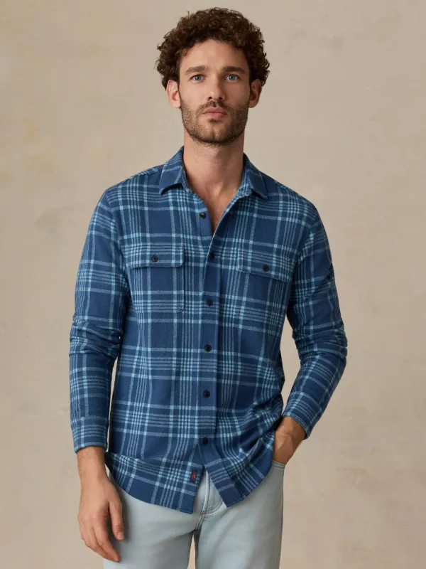 Legend™ Sweater Shirt - Midnight Teal Plaid made by Faherty