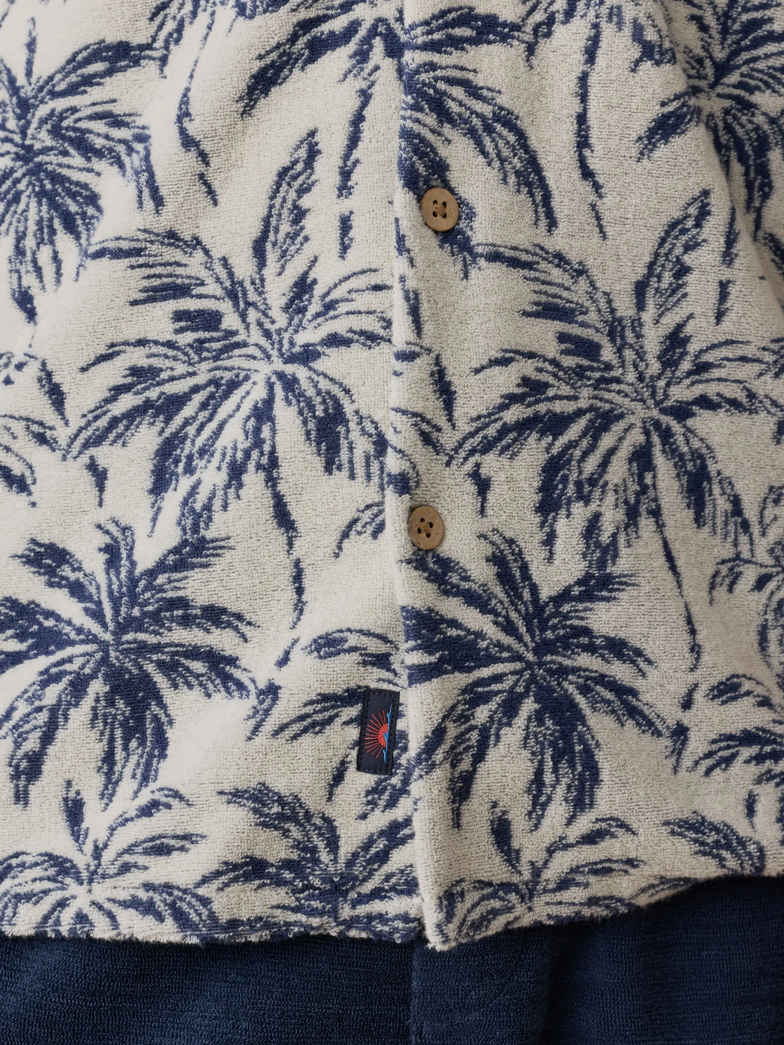 Short-Sleeve Cabana Towel Terry Shirt - Ivory Tropic Trees sold by Faherty product image thumbnail 5