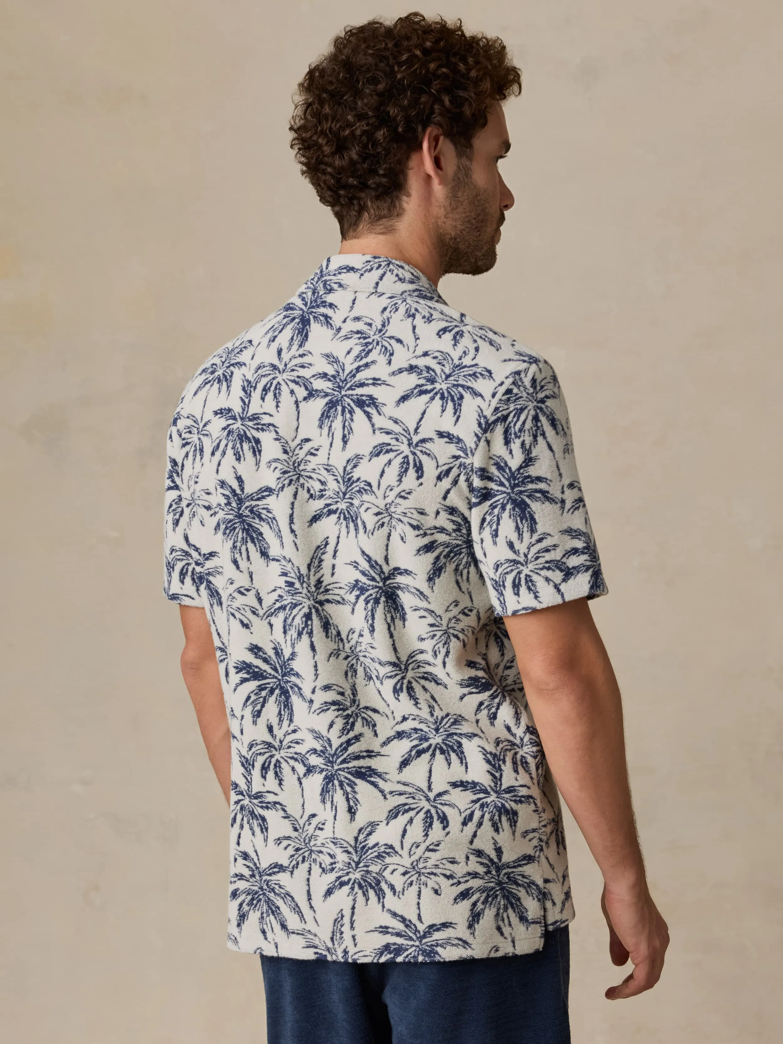Short-Sleeve Cabana Towel Terry Shirt - Ivory Tropic Trees sold by Faherty product image thumbnail 4