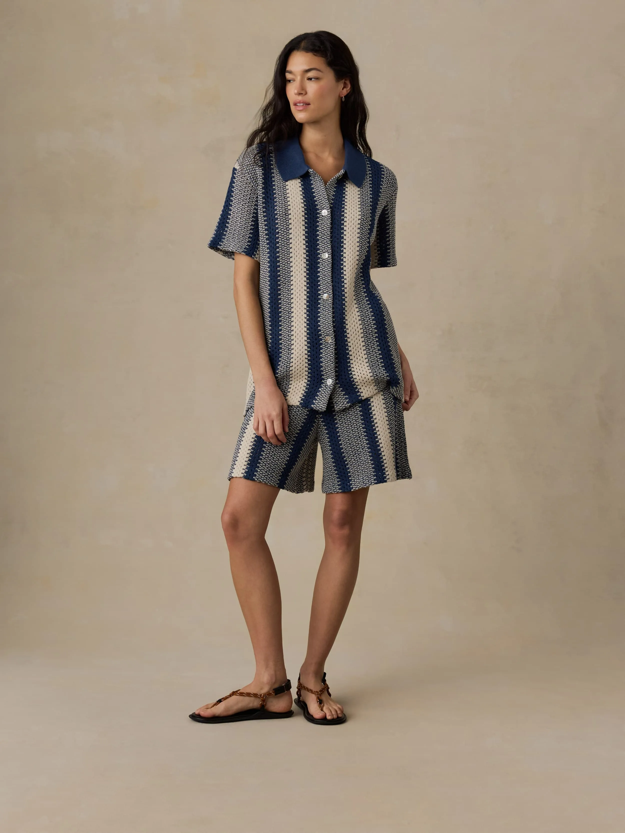 Seacoast Crochet Relaxed Camp Shirt - Sailor Stitch sold by Faherty
