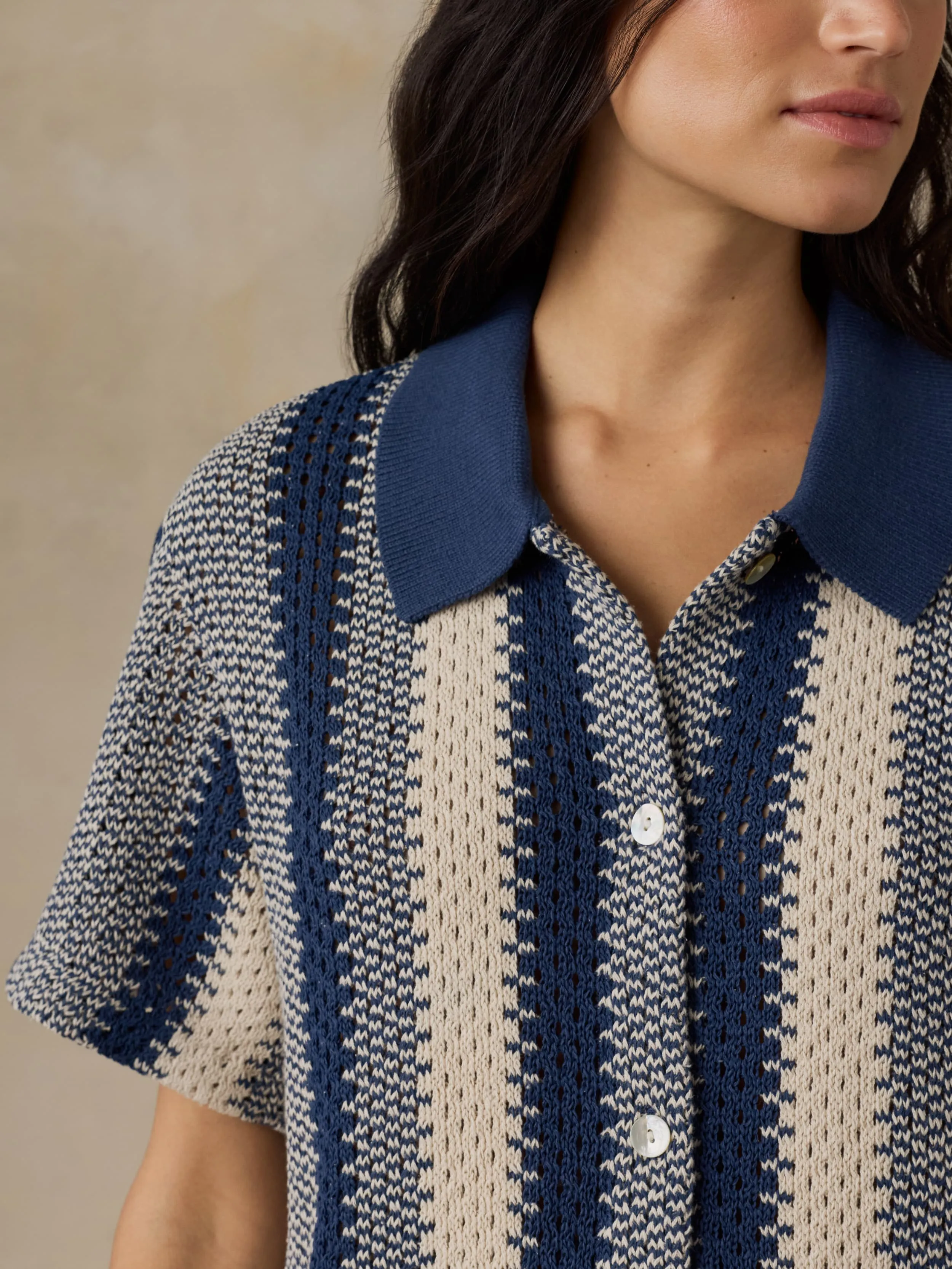 Seacoast Crochet Relaxed Camp Shirt - Sailor Stitch sold by Faherty product image thumbnail 4