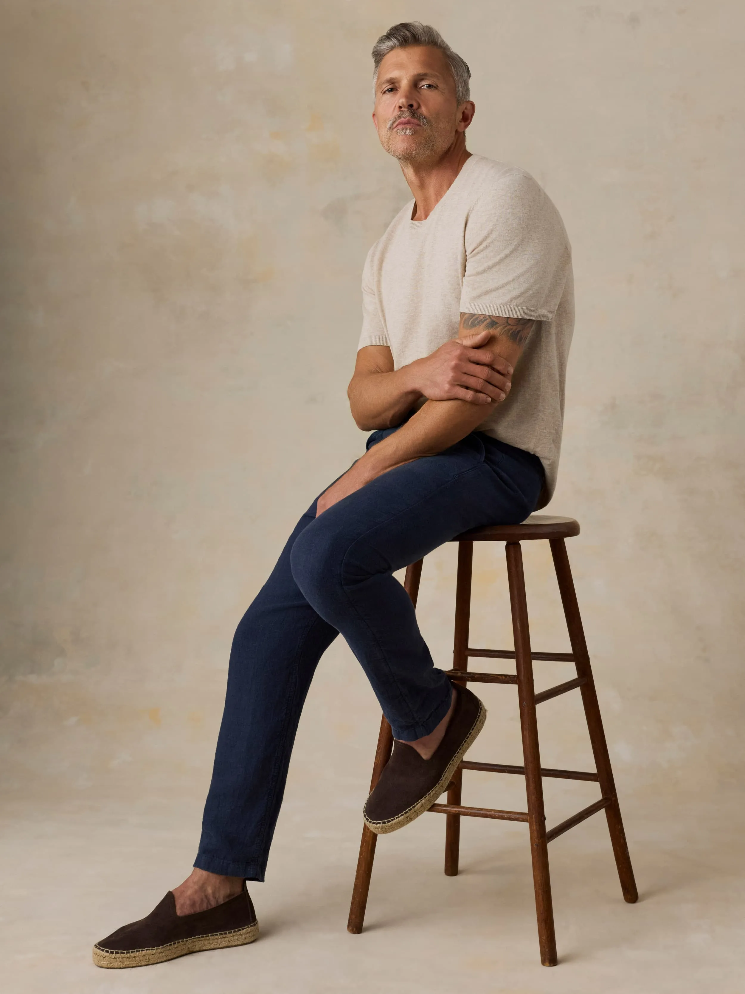 Linen Drawstring Pant - Island Navy sold by Faherty product image thumbnail 4