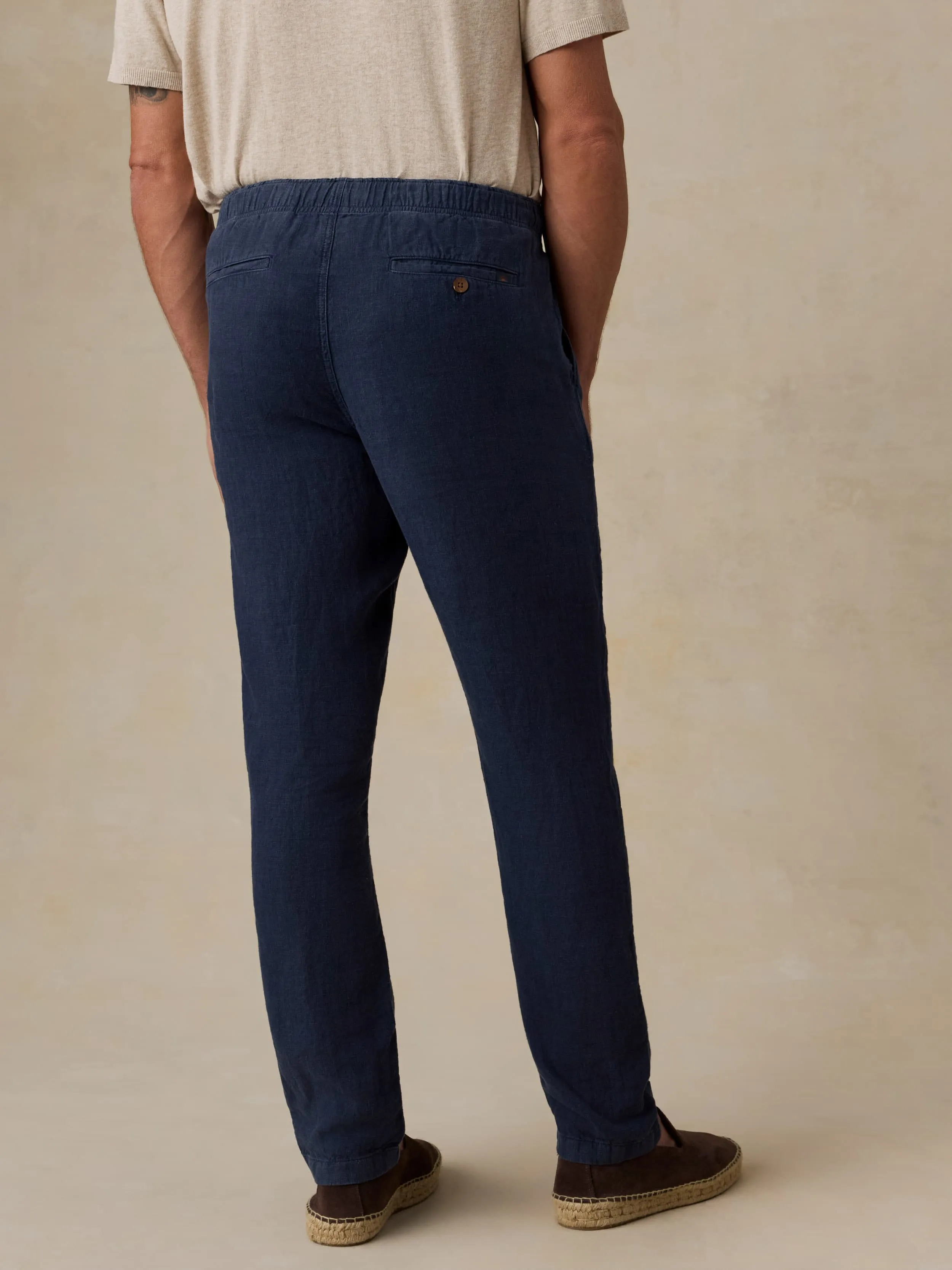 Linen Drawstring Pant - Island Navy sold by Faherty product image thumbnail 3