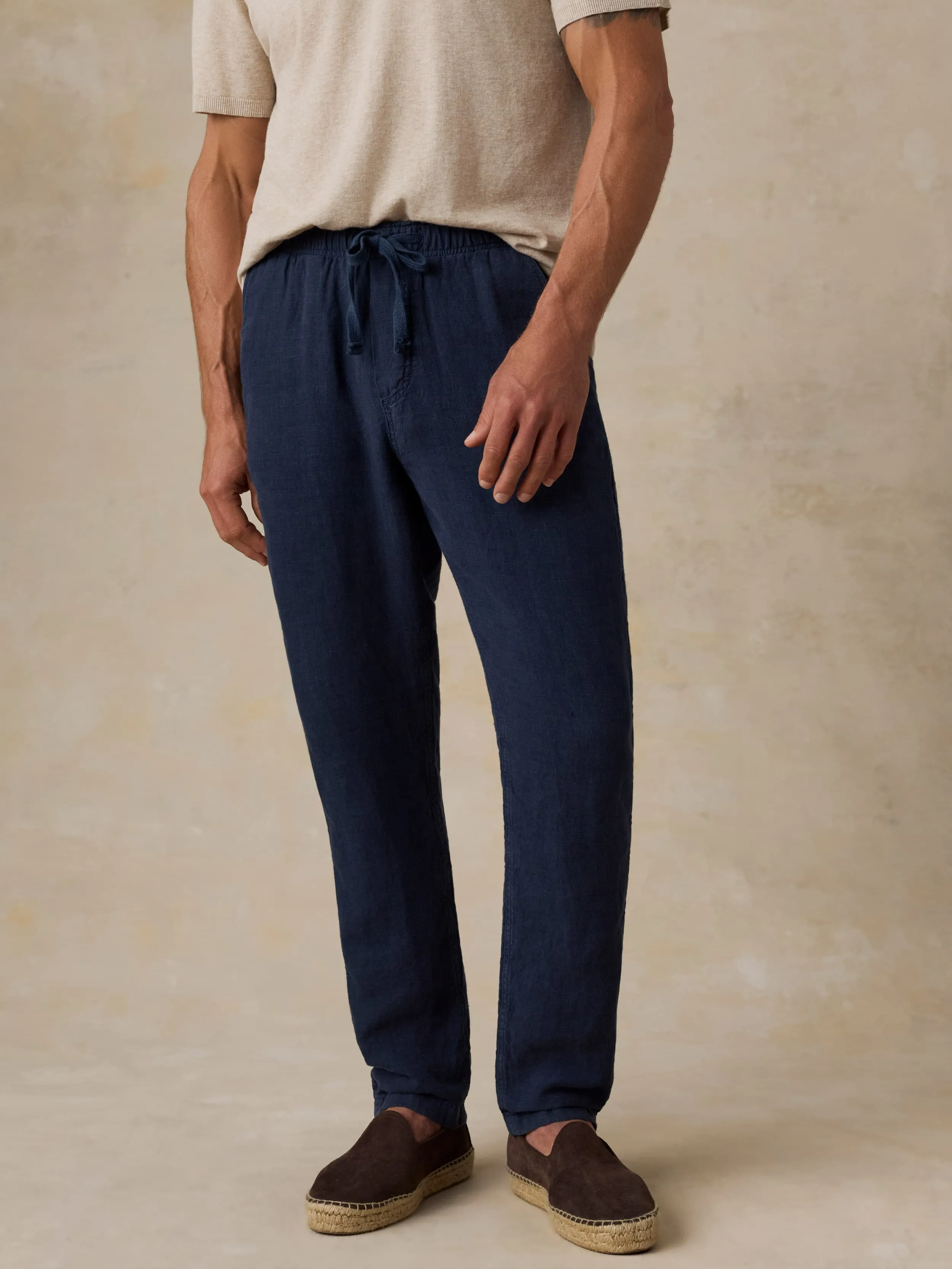 Linen Drawstring Pant - Island Navy sold by Faherty product image thumbnail 2