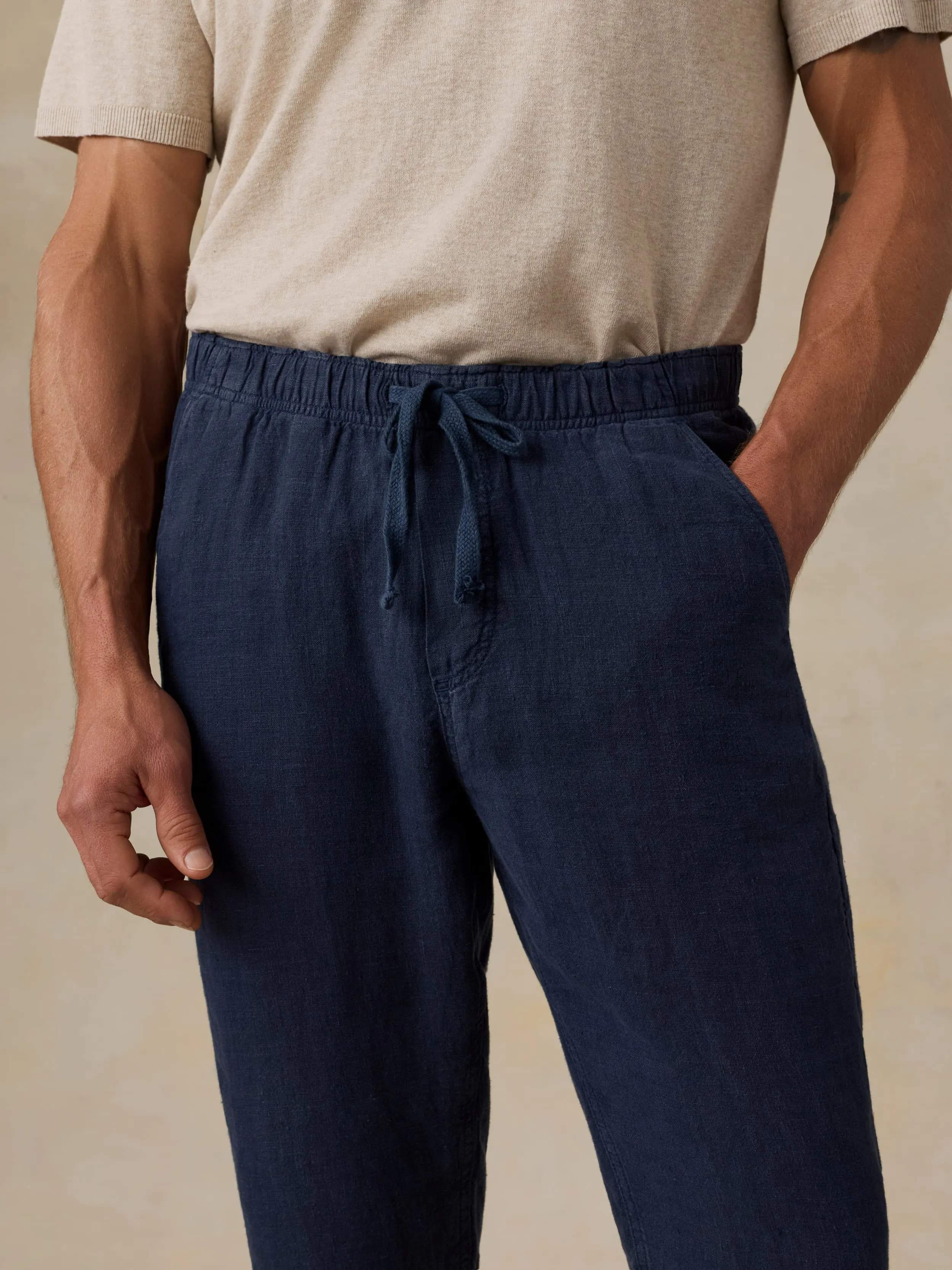 Linen Drawstring Pant - Island Navy sold by Faherty product image thumbnail 5