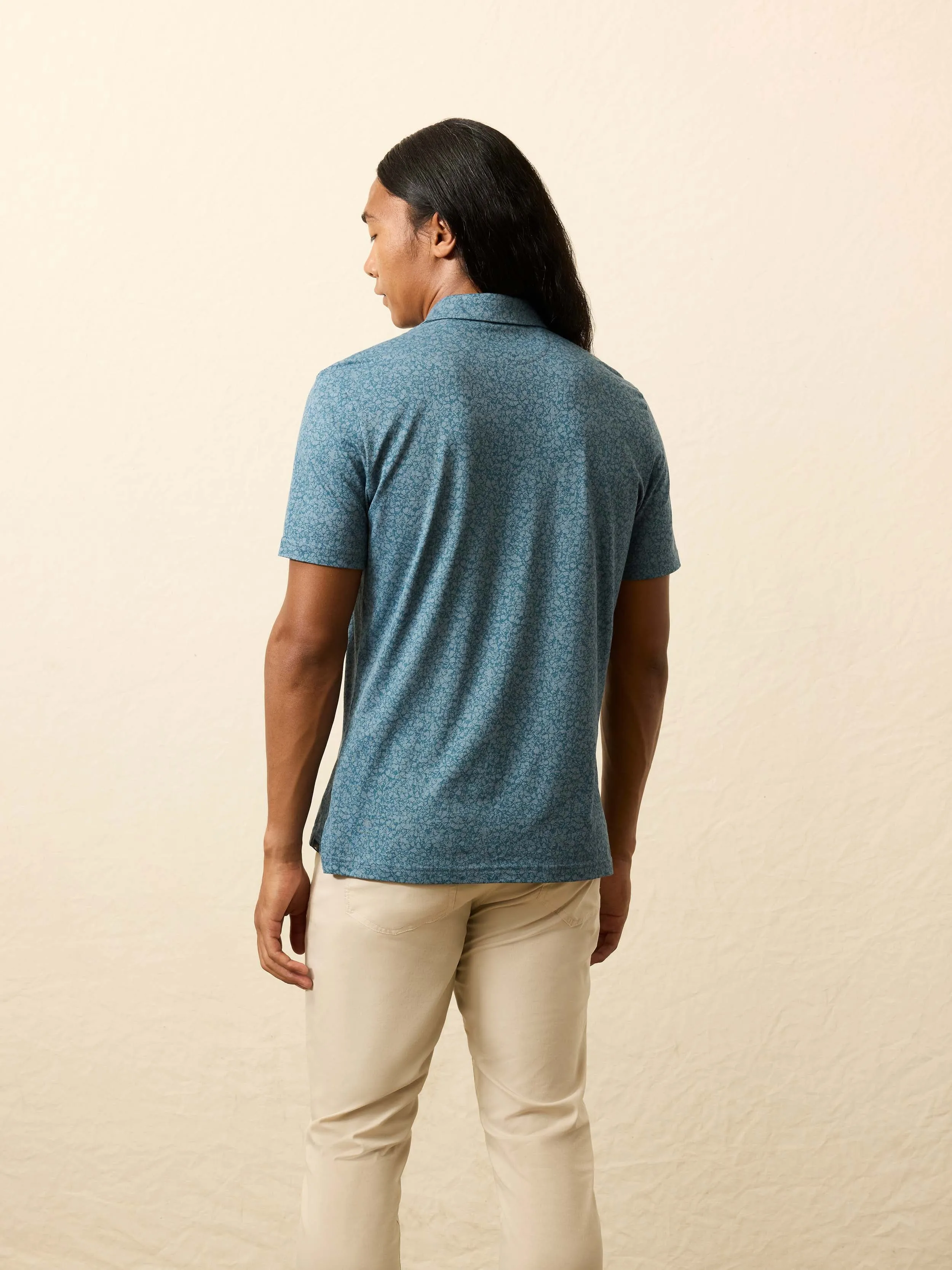 Short-Sleeve Movement™ Pique Polo - Eastern Sky Blossom sold by Faherty product image thumbnail 4