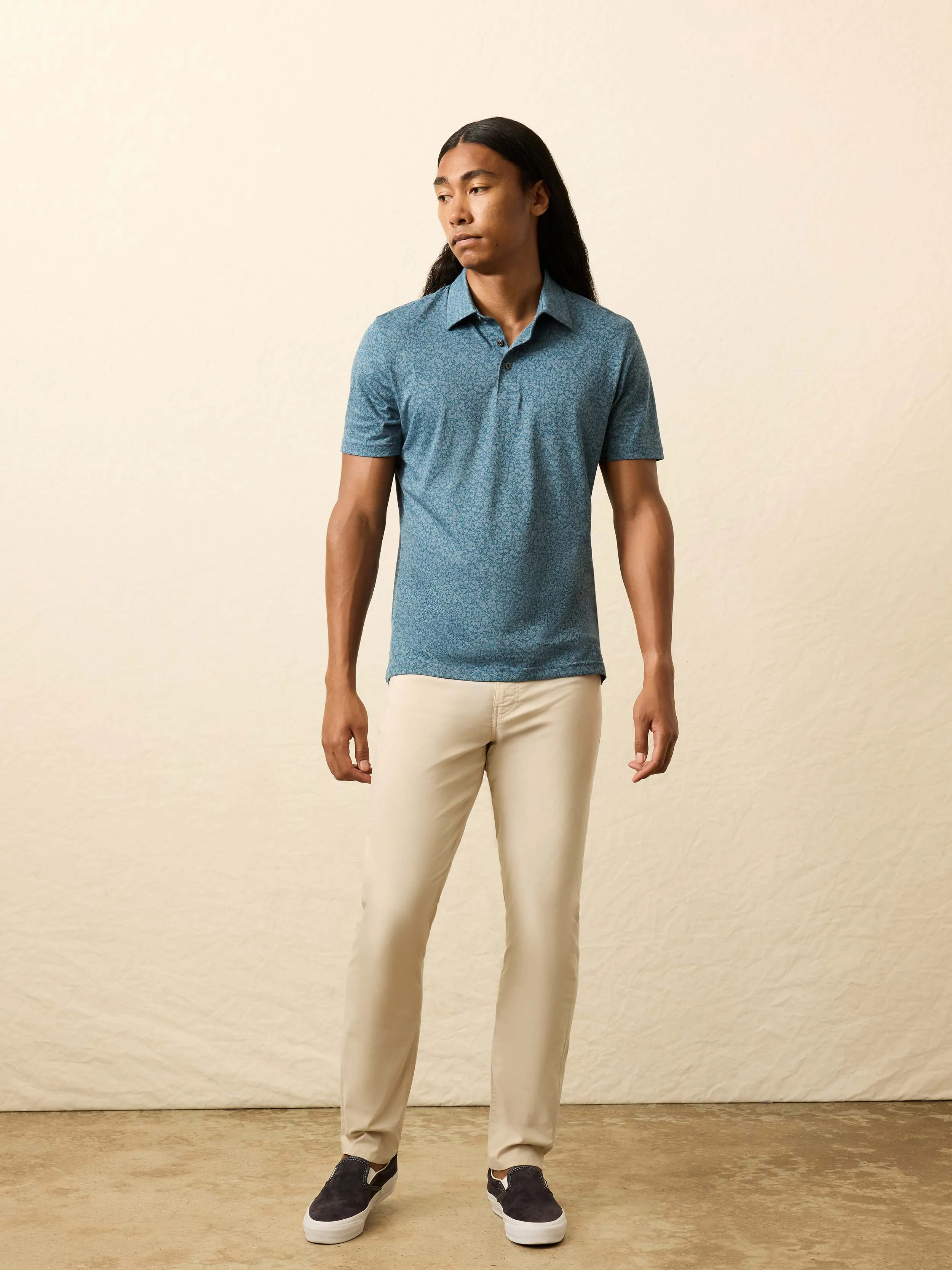 Short-Sleeve Movement™ Pique Polo - Eastern Sky Blossom sold by Faherty product image thumbnail 3