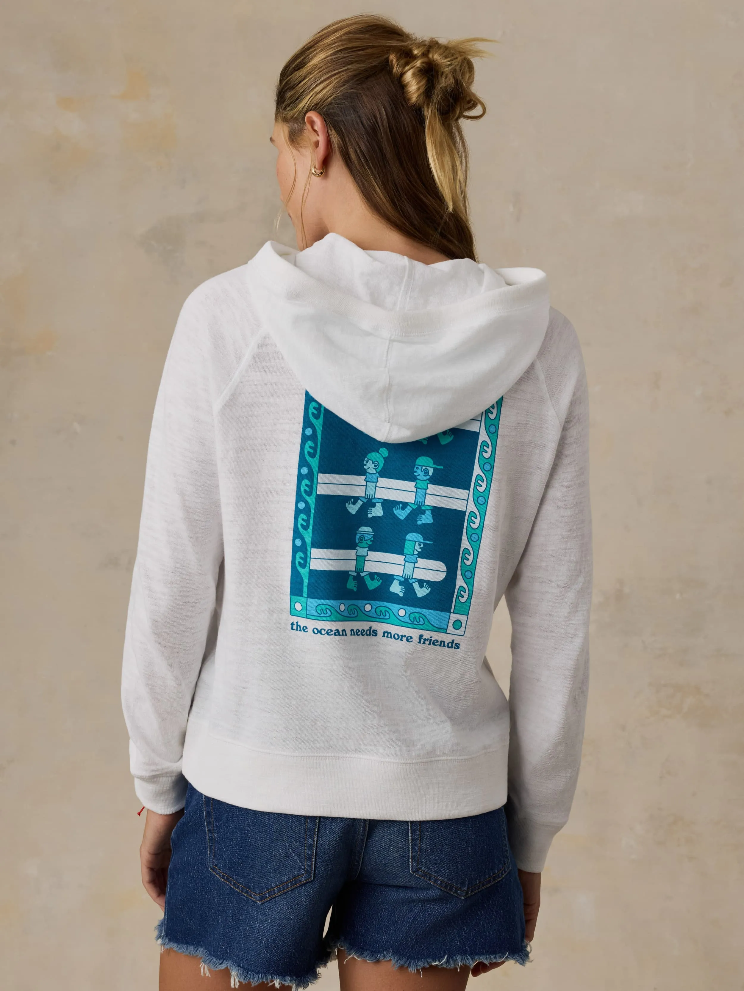 Faherty x Surfrider Sunwashed Organic Hoodie - White sold by Faherty product image thumbnail 5