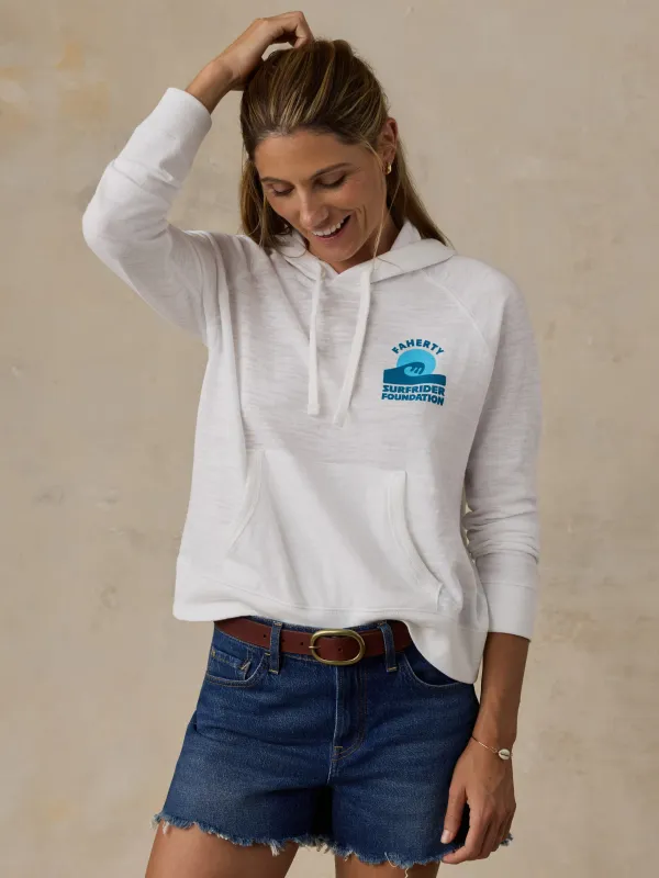 Faherty x Surfrider Sunwashed Organic Hoodie - White made by Faherty