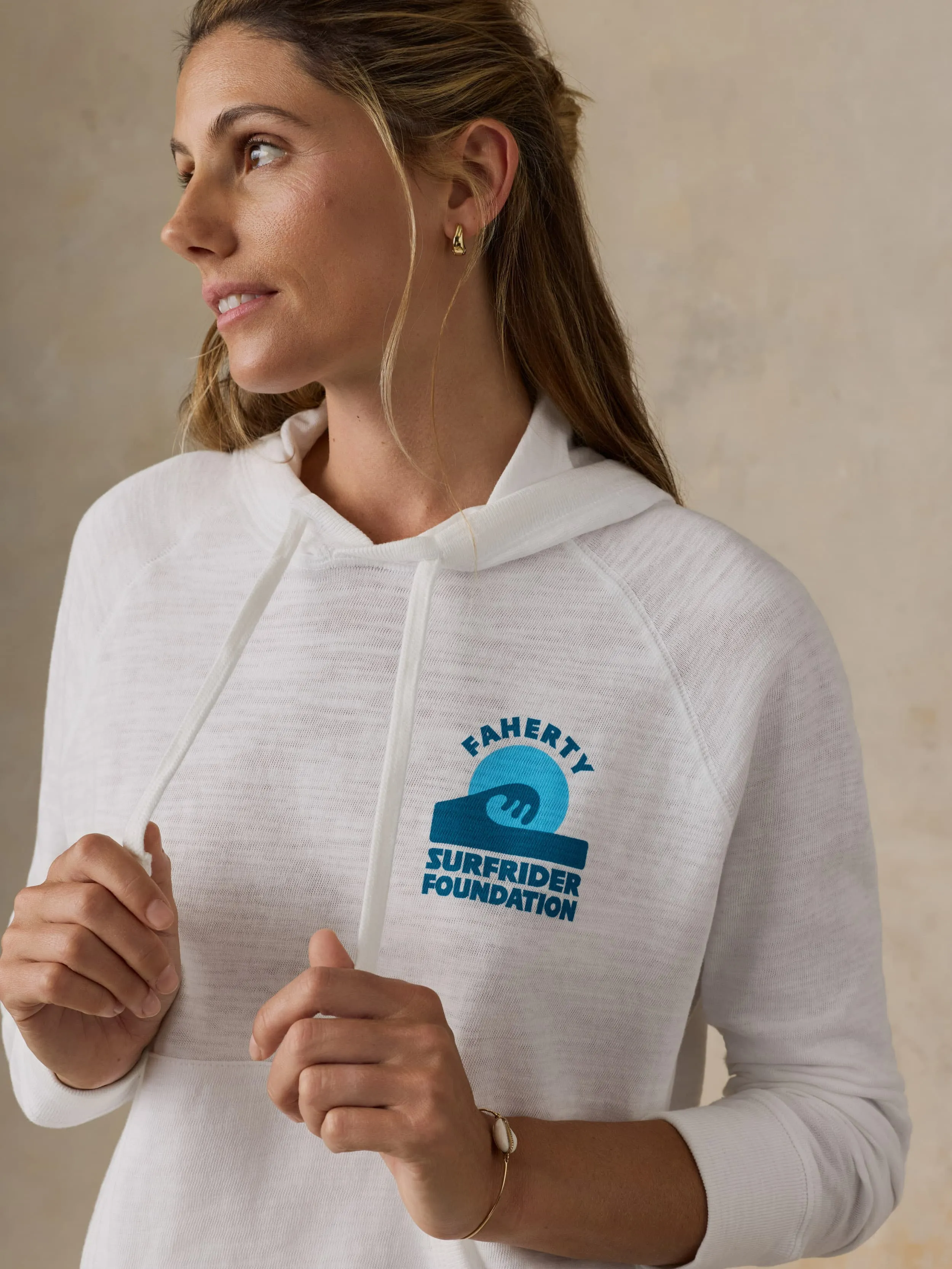 Faherty x Surfrider Sunwashed Organic Hoodie - White sold by Faherty product image thumbnail 3