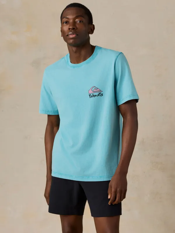 Faherty x Quiksilver Heavy Wash Tee - Teal Tropics made by Faherty
