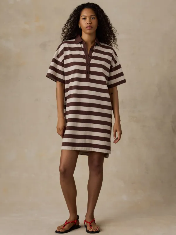 Recycled Cotton Knit Dress - Espresso Stripe made by Faherty