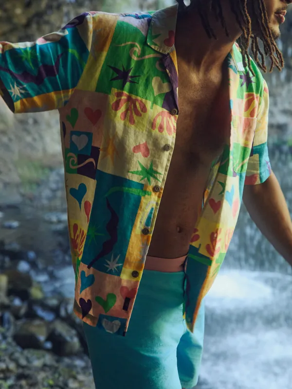 Faherty x Quiksilver Short-Sleeve Camp Shirt - Sunshine Coast Tile made by Faherty