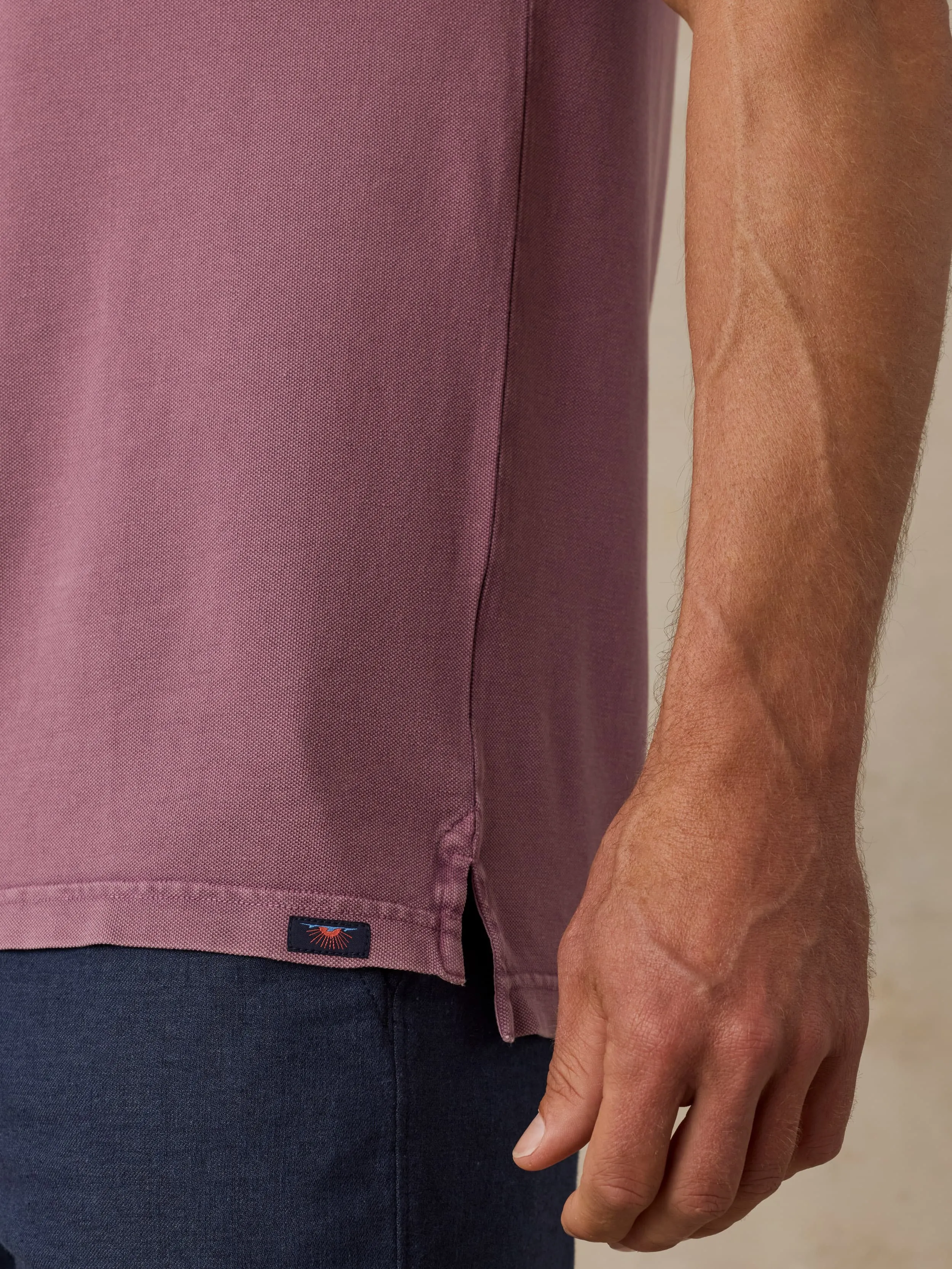 Short-Sleeve Sunwashed Pique Polo - Lilac Twilight sold by Faherty product image thumbnail 5