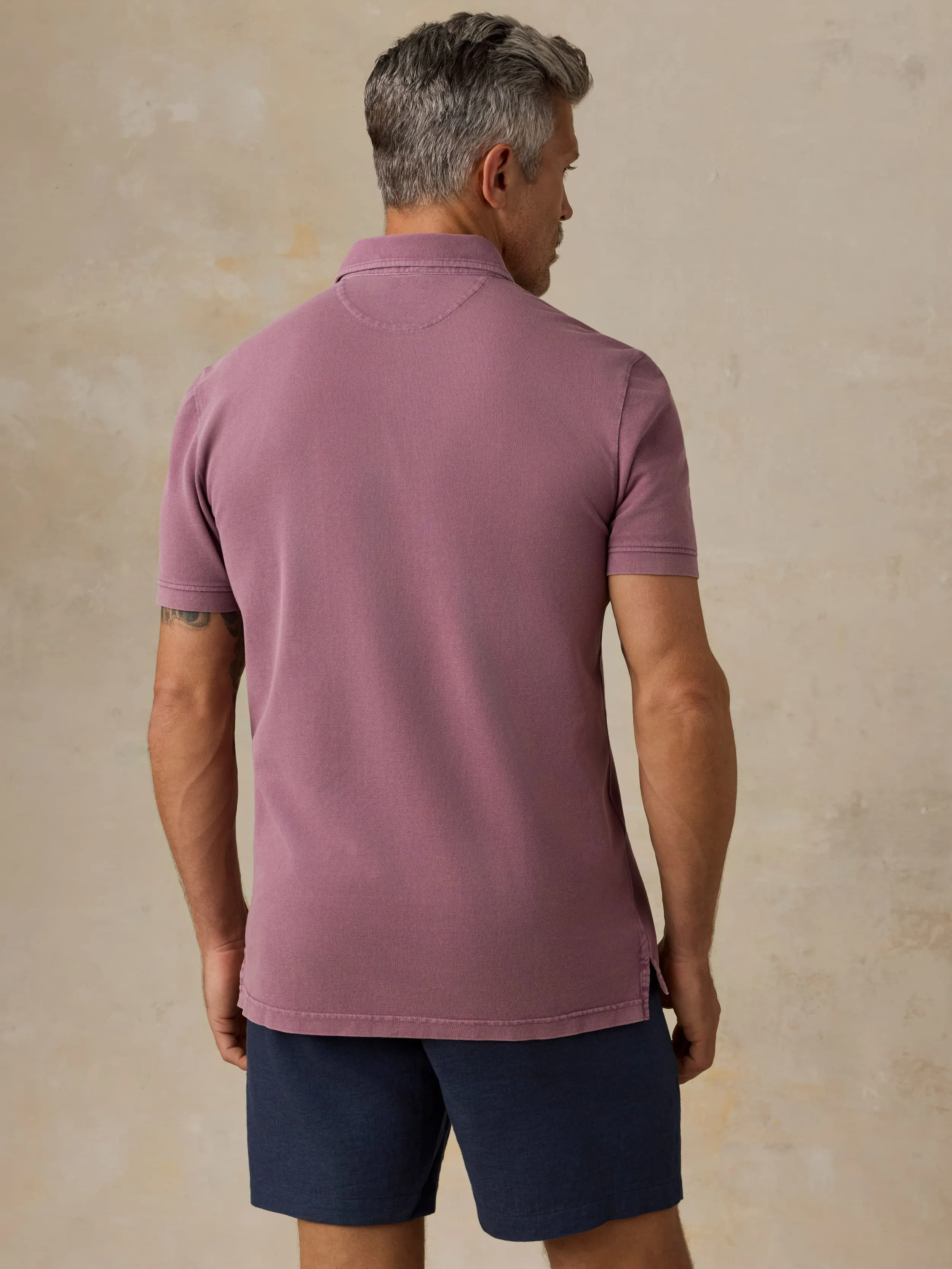 Short-Sleeve Sunwashed Pique Polo - Lilac Twilight sold by Faherty product image thumbnail 3