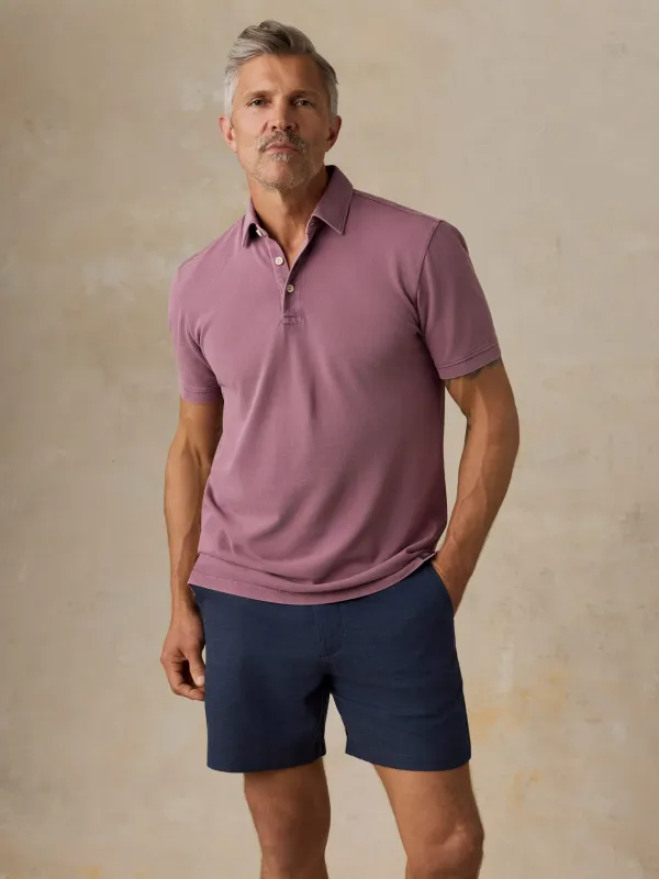 Short-Sleeve Sunwashed Pique Polo - Lilac Twilight made by Faherty