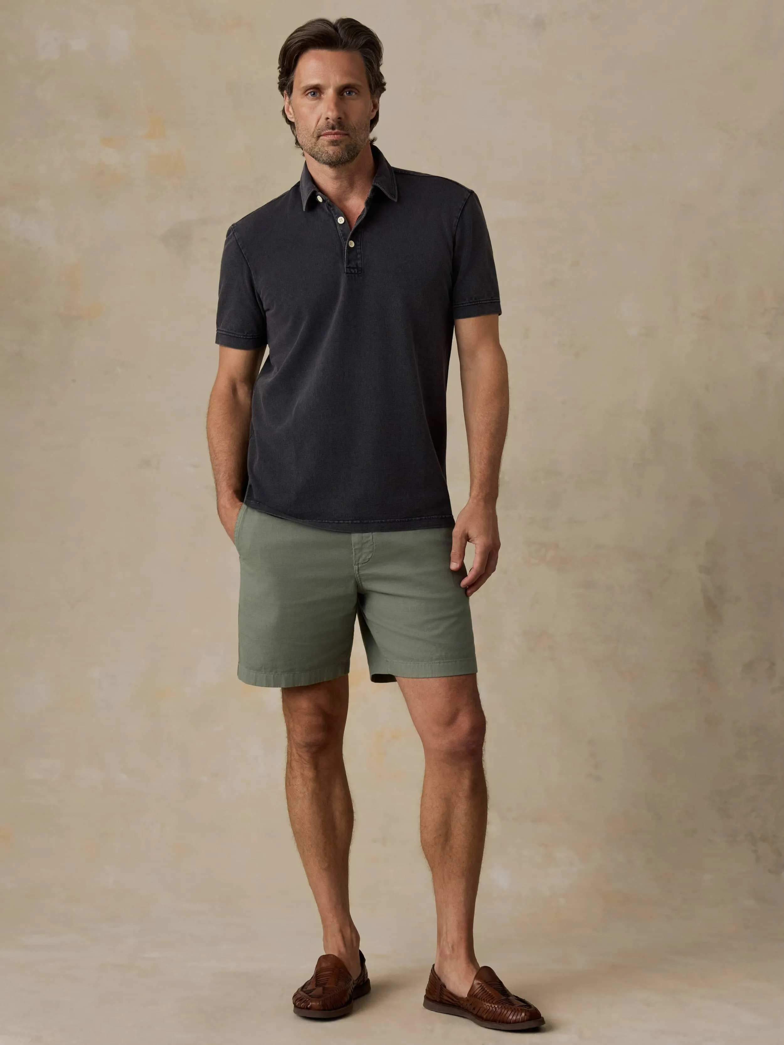 Short-Sleeve Sunwashed Pique Polo - Ridge Black sold by Faherty product image thumbnail 4