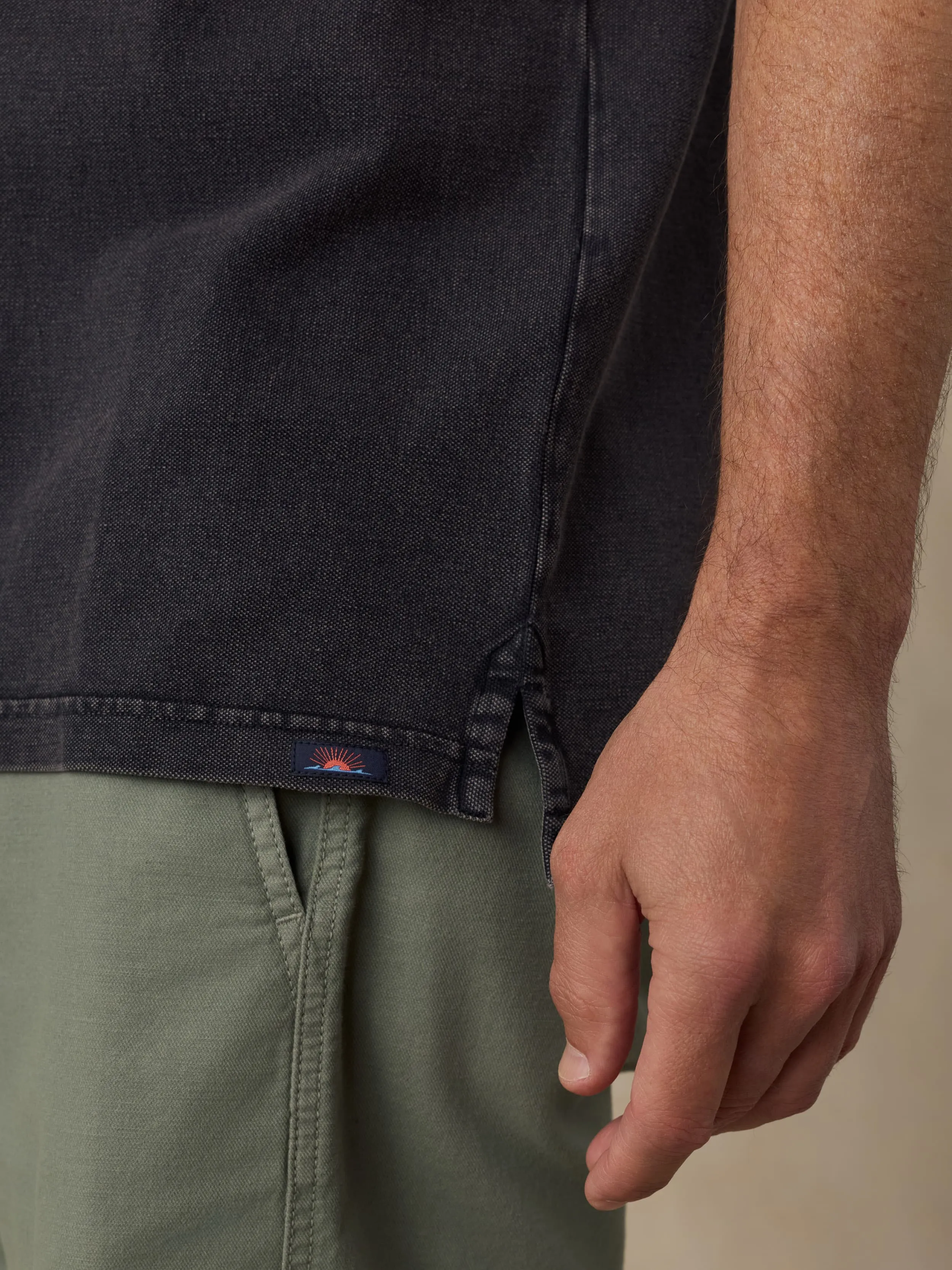 Short-Sleeve Sunwashed Pique Polo - Ridge Black sold by Faherty product image thumbnail 5