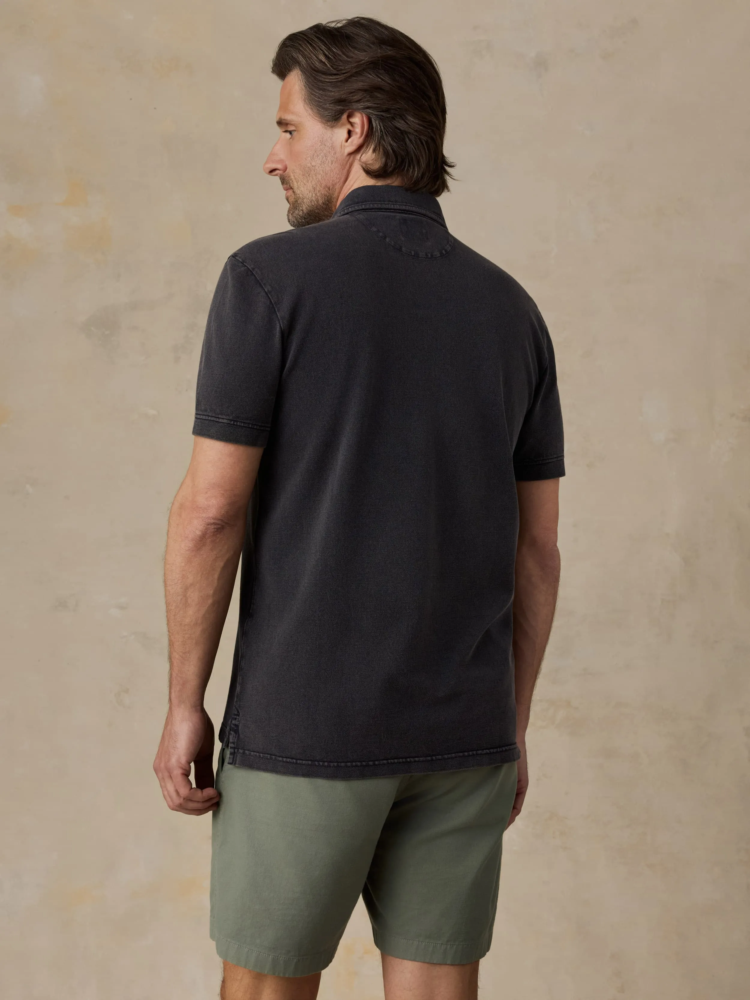 Short-Sleeve Sunwashed Pique Polo - Ridge Black sold by Faherty product image thumbnail 3