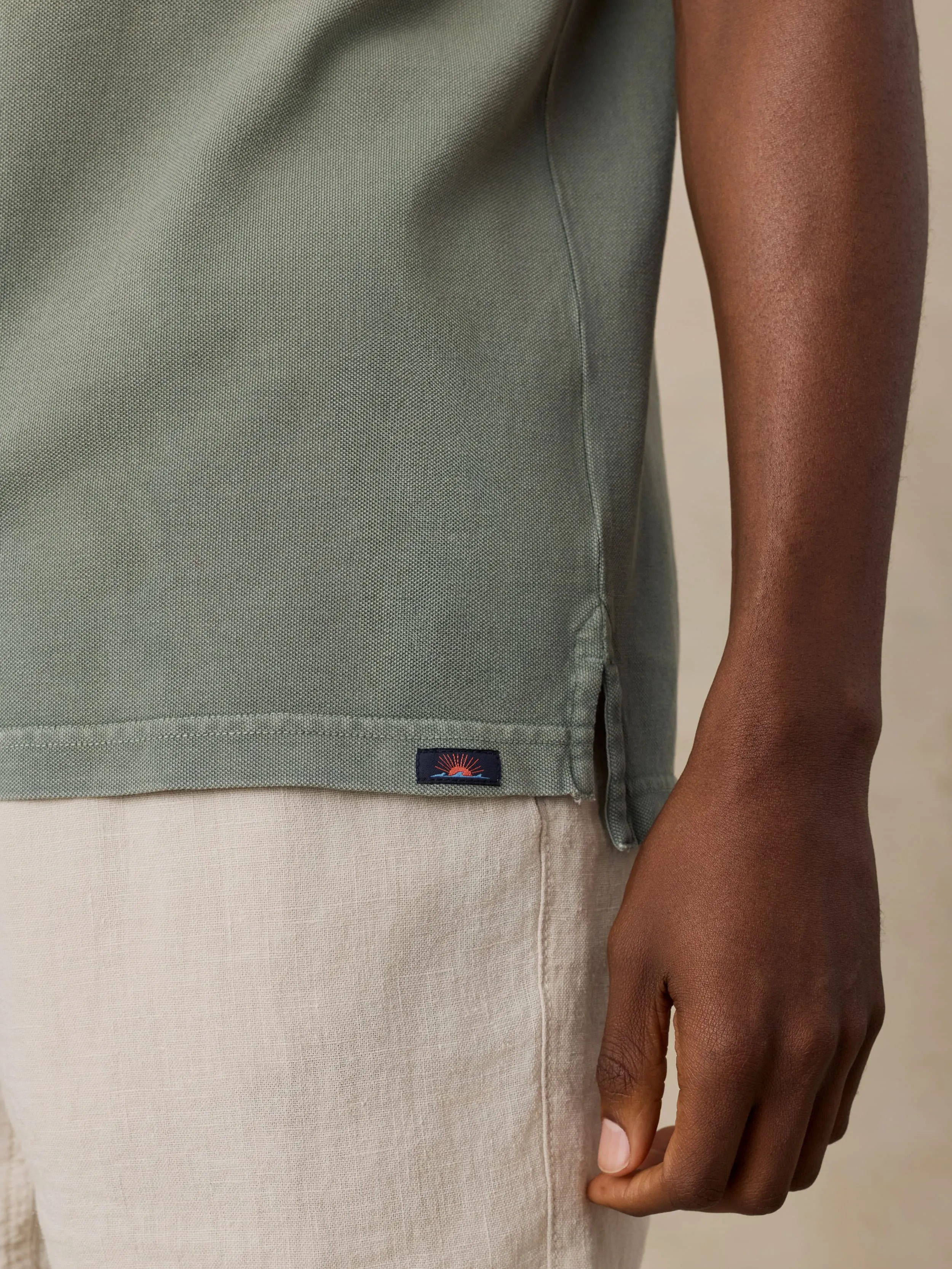 Short-Sleeve Sunwashed Pique Polo - Coastal Sage sold by Faherty product image thumbnail 5