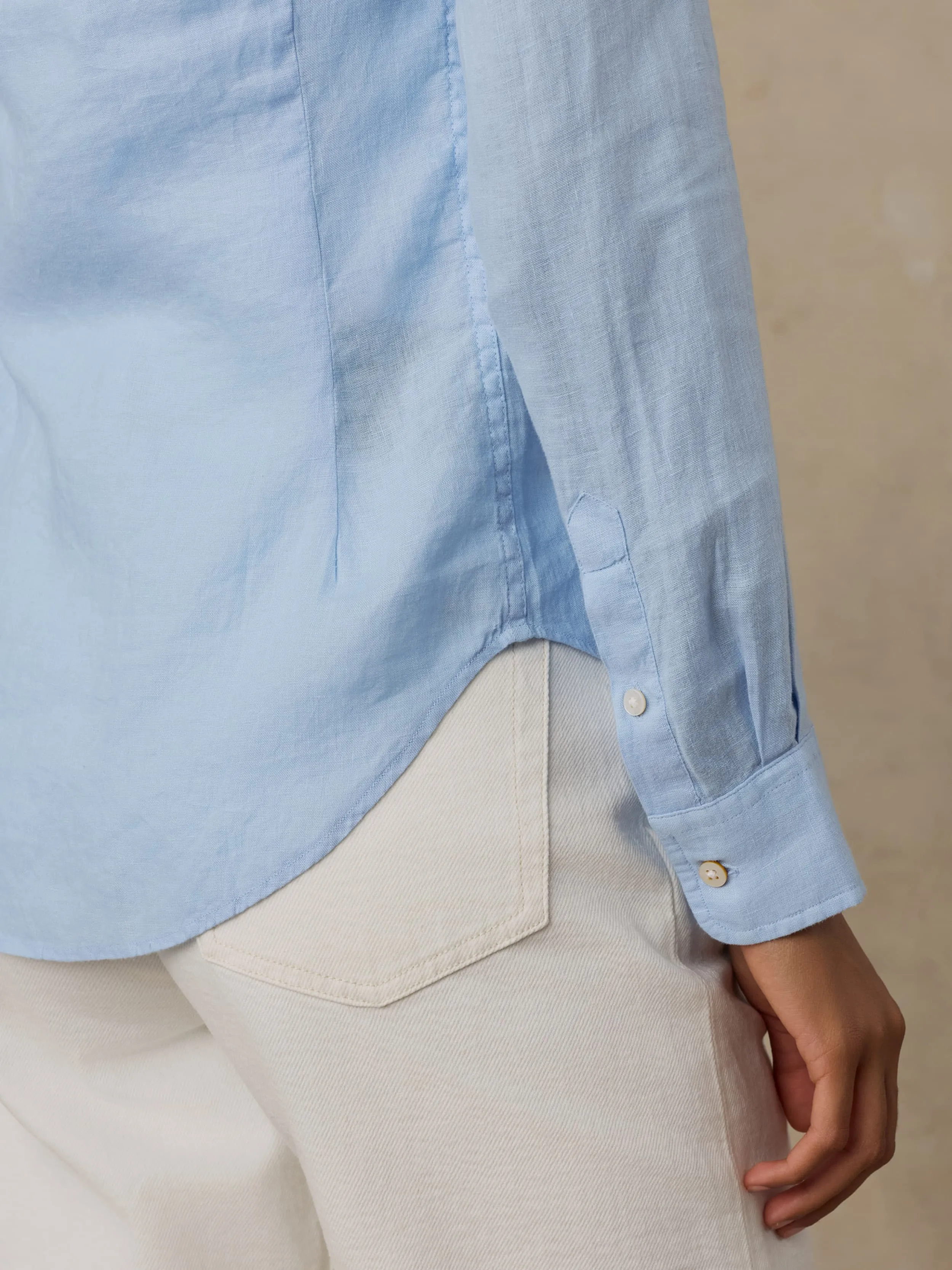 Laguna Linen Classic Shirt - Chambray Blue sold by Faherty product image thumbnail 5