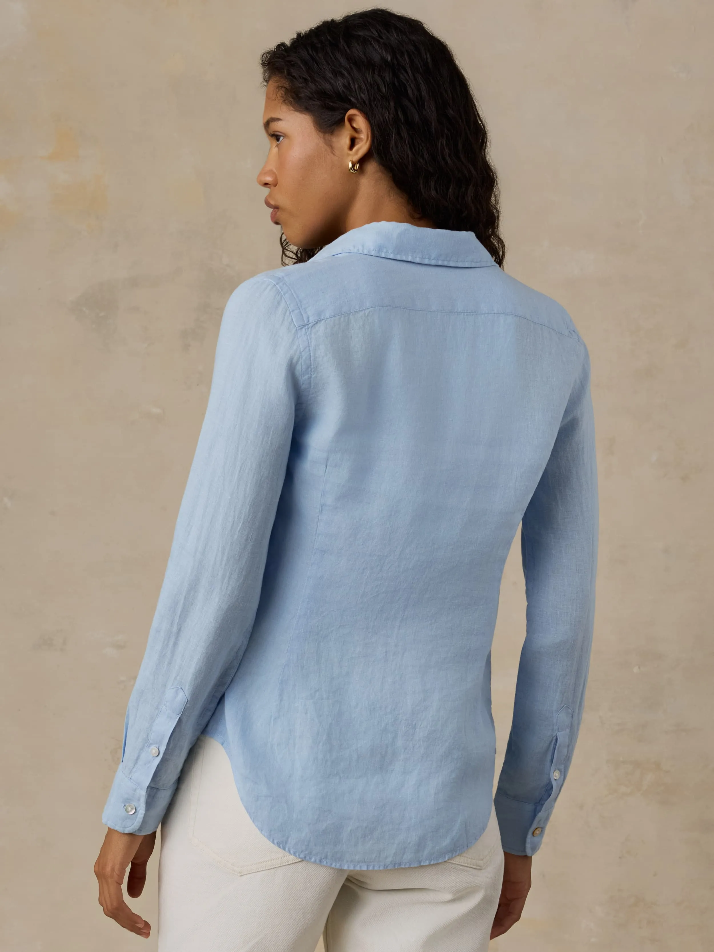 Laguna Linen Classic Shirt - Chambray Blue sold by Faherty product image thumbnail 3