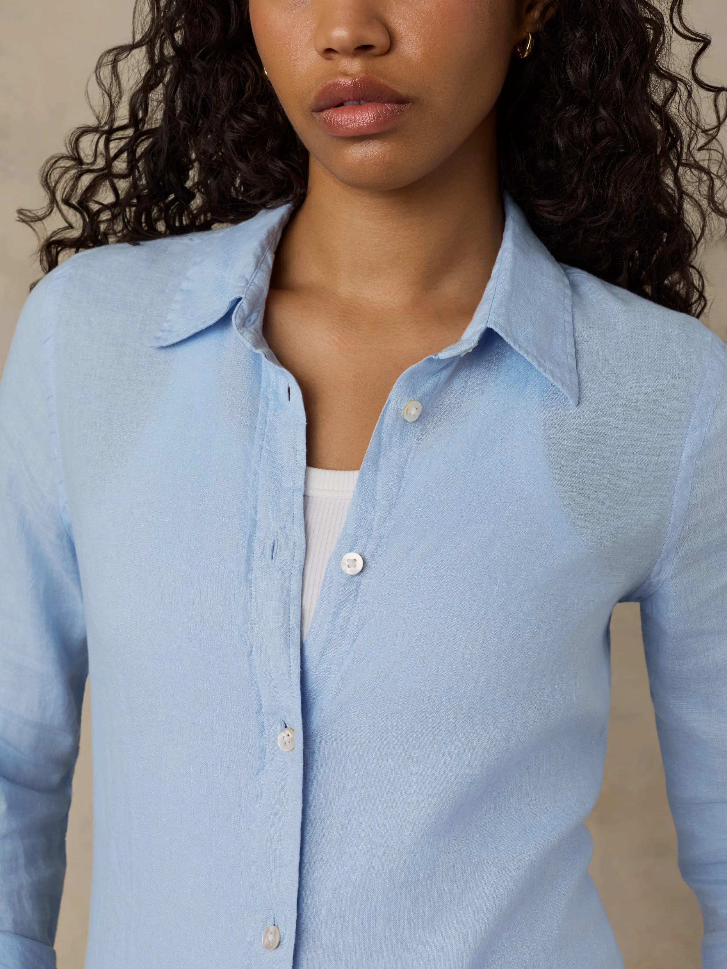 Laguna Linen Classic Shirt - Chambray Blue sold by Faherty product image thumbnail 2