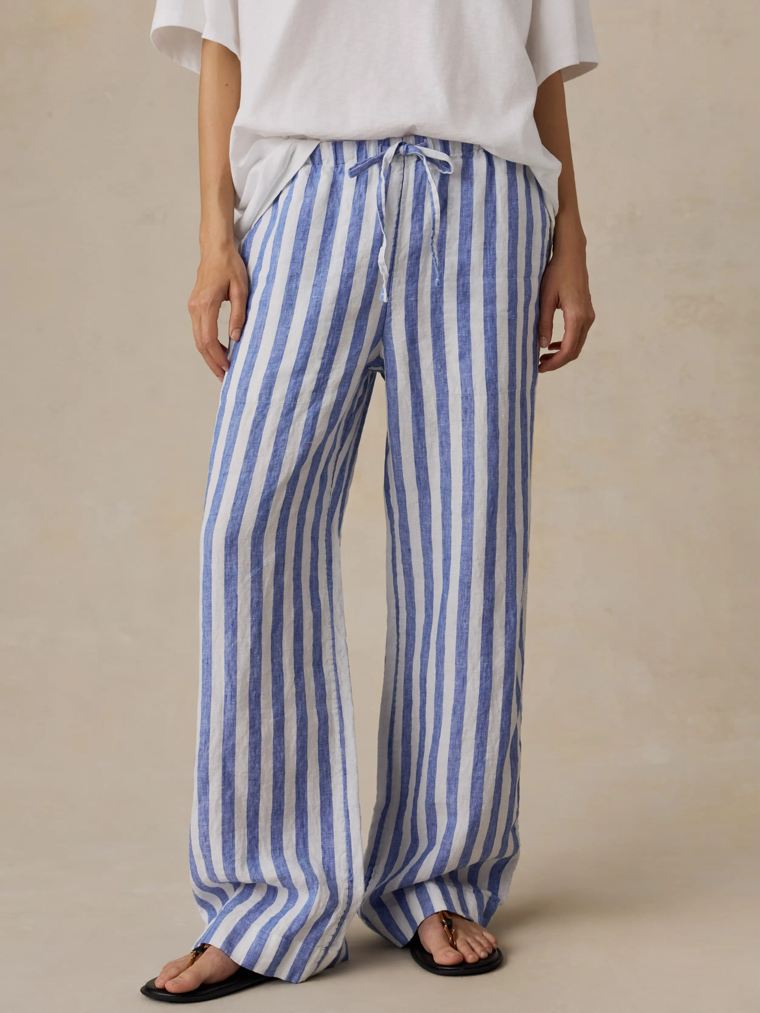 Laidback Linen Pant - Coastal Calm Stripe sold by Faherty product image thumbnail 2