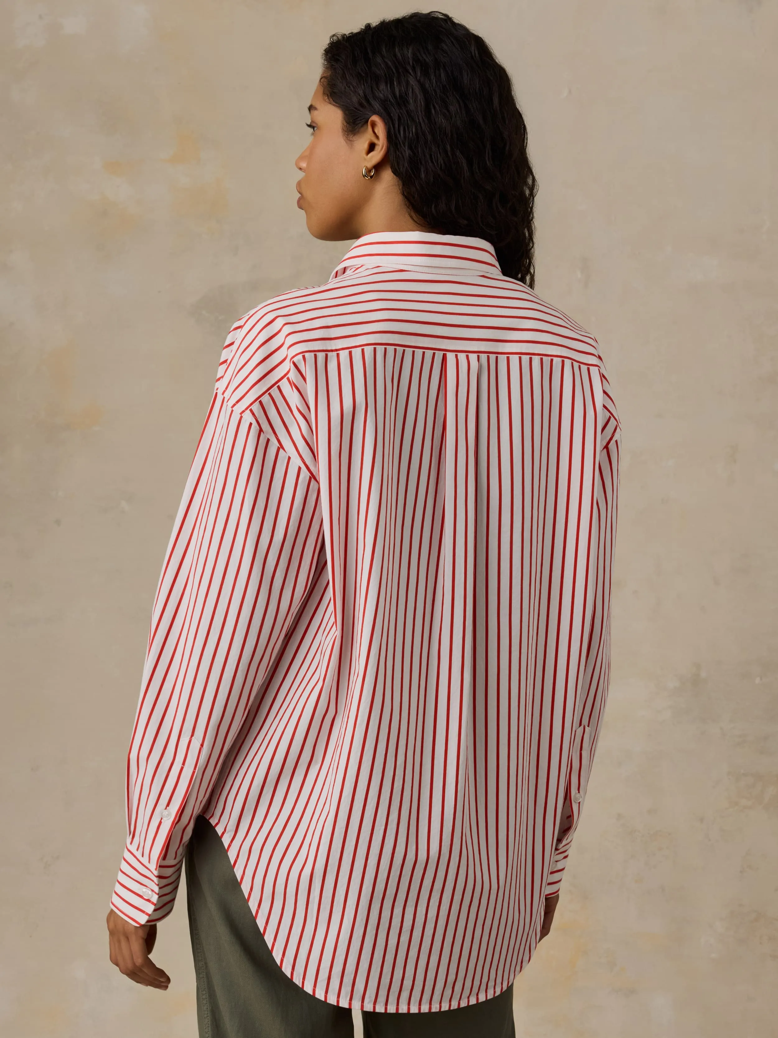Coastal Poplin Relaxed Shirt - Summer Sail Stripe sold by Faherty product image thumbnail 3