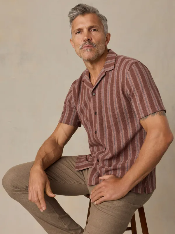 Short-Sleeve Oasis Camp Shirt - Autumn Sky Stripe made by Faherty