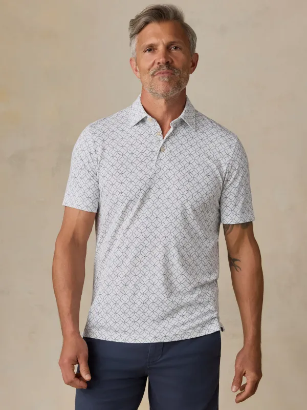 Short-Sleeve Movement™ Pique Polo - Ivory Blue Moonlight made by Faherty