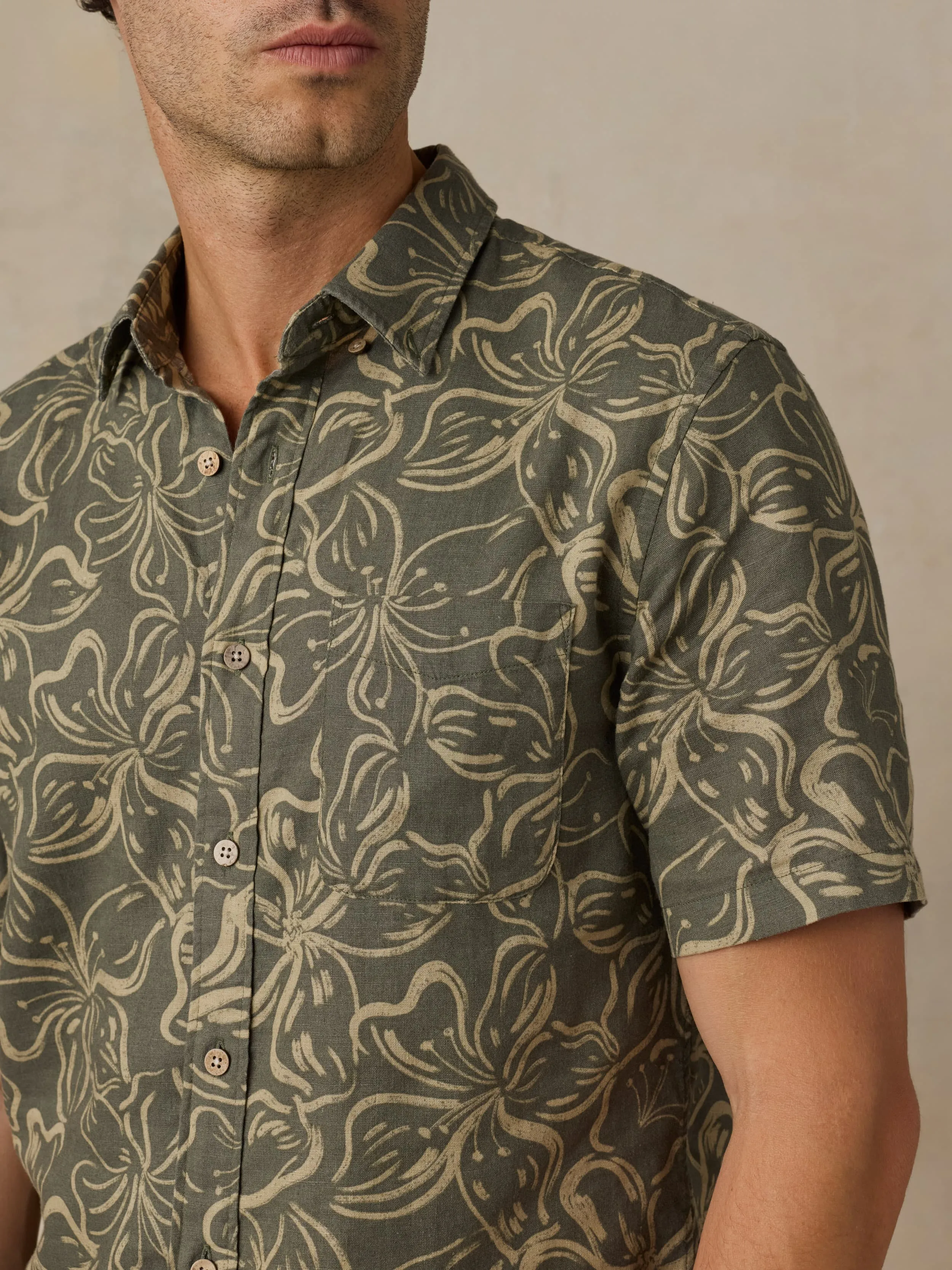 Short-Sleeve Breeze Shirt - Light Pine Blossom sold by Faherty product image thumbnail 3