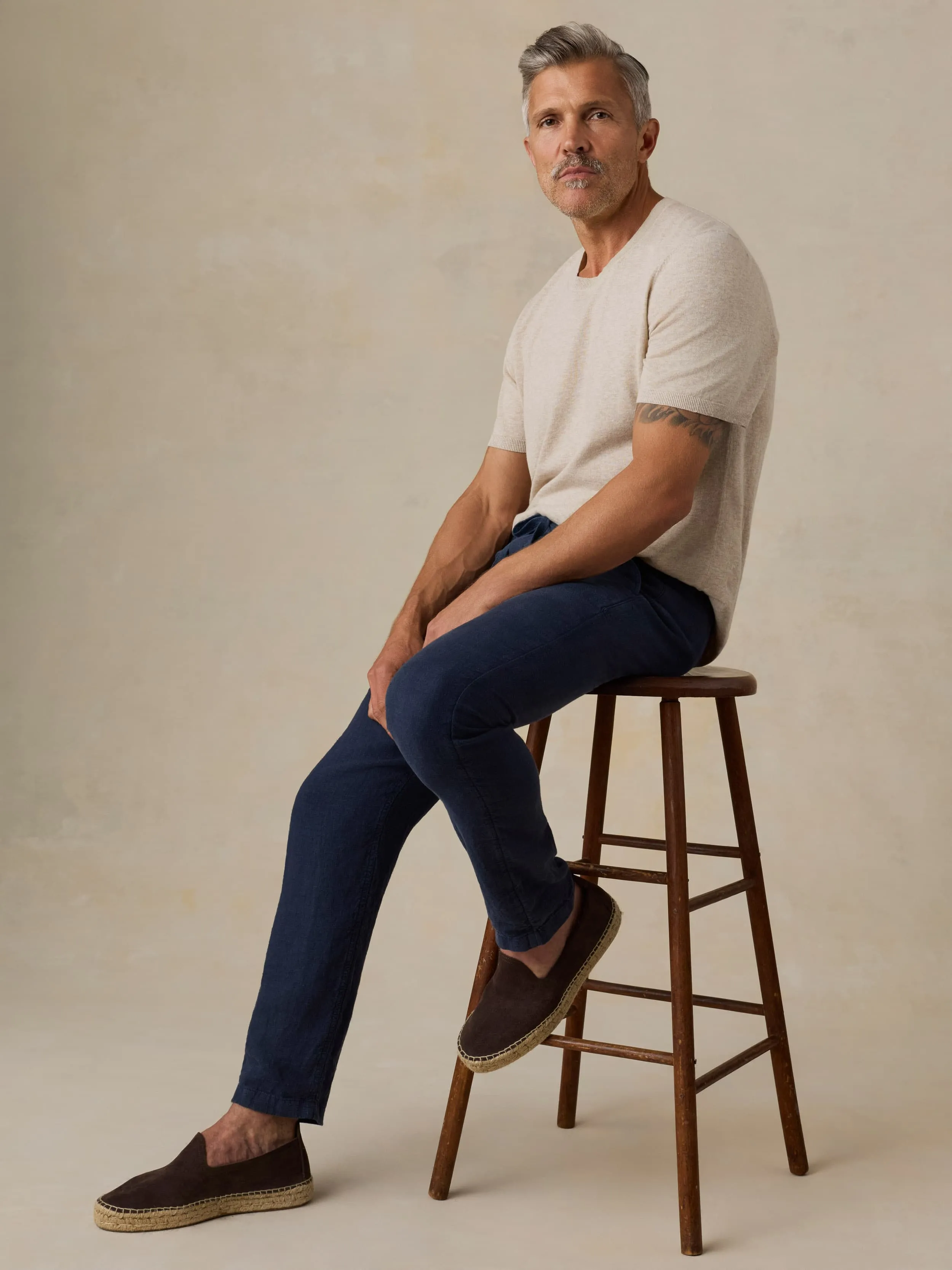 Short-Sleeve Sweater Tee - Faded Sand Melange sold by Faherty product image thumbnail 5