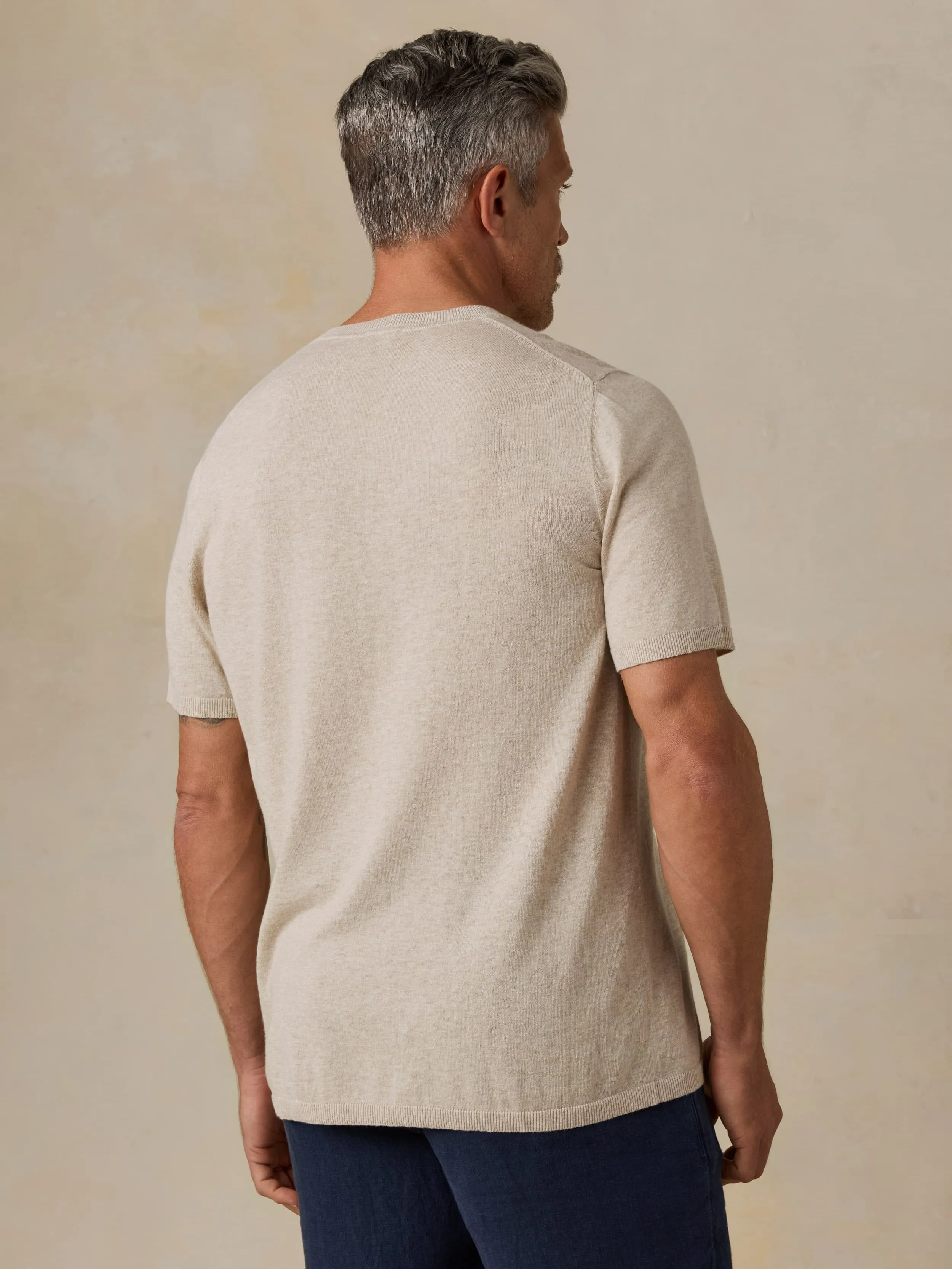 Short-Sleeve Sweater Tee - Faded Sand Melange sold by Faherty product image thumbnail 4