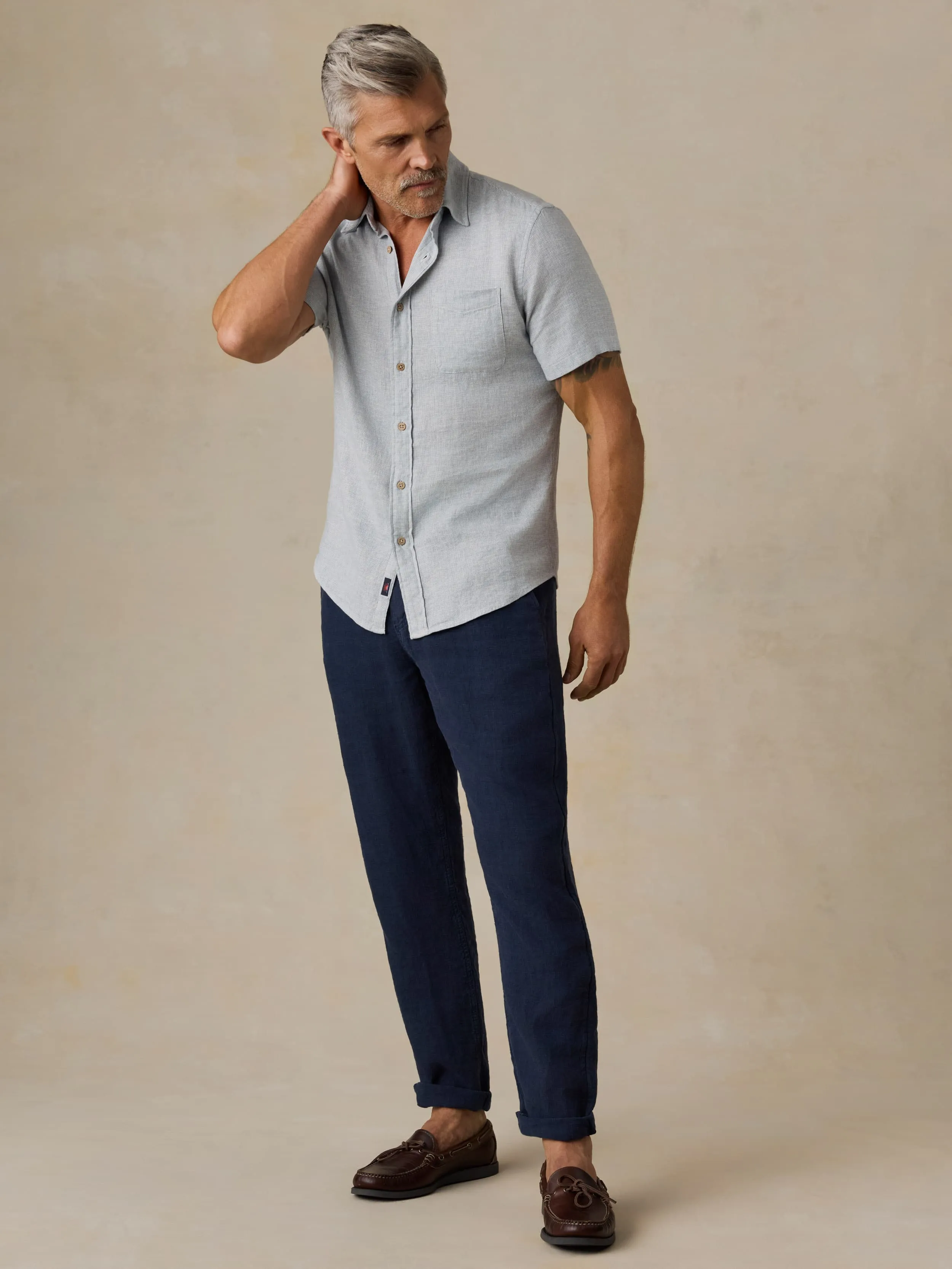 Short-Sleeve Breeze Shirt - Blue Streams sold by Faherty