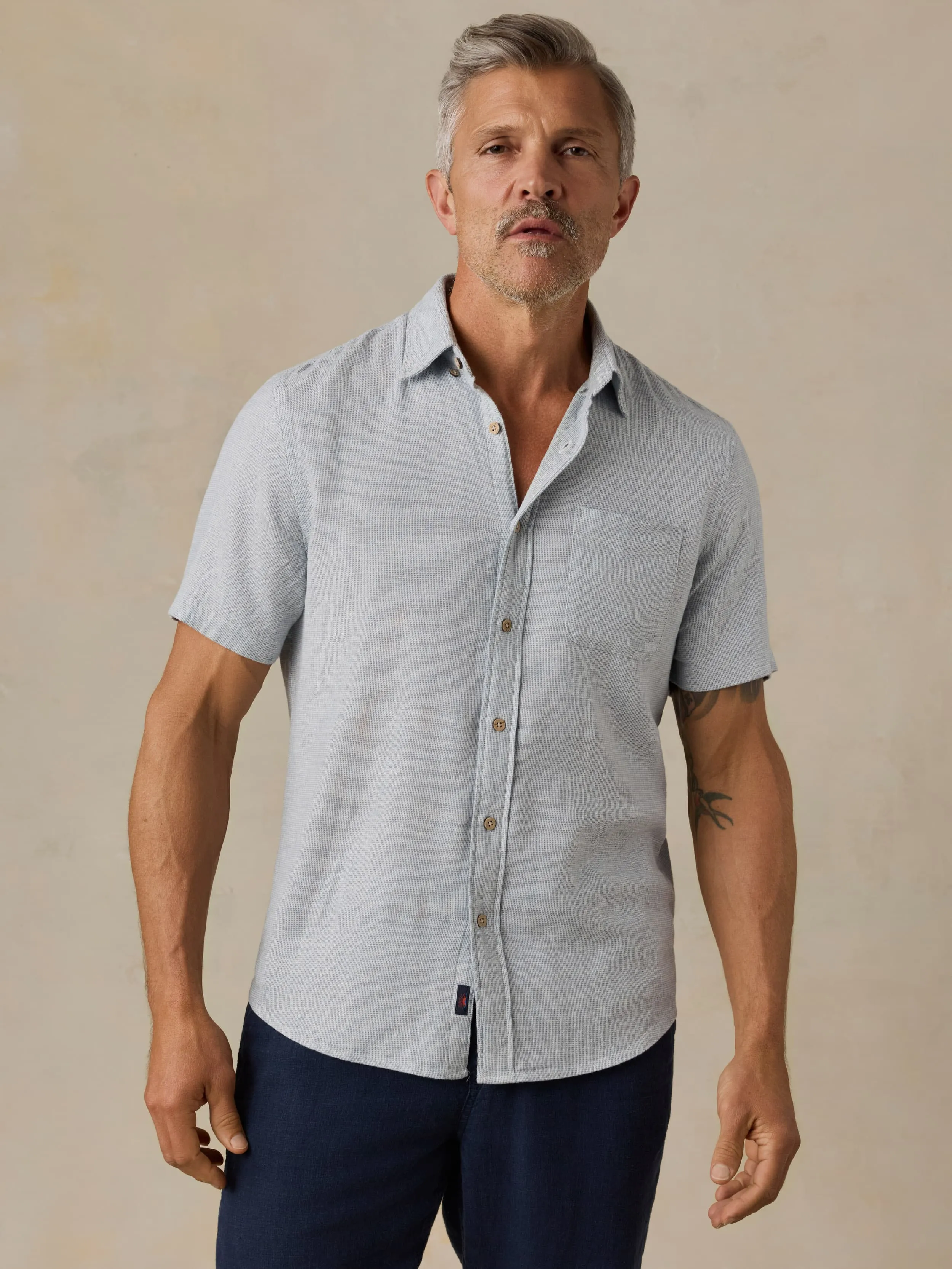 Short-Sleeve Breeze Shirt - Blue Streams sold by Faherty product image thumbnail 2