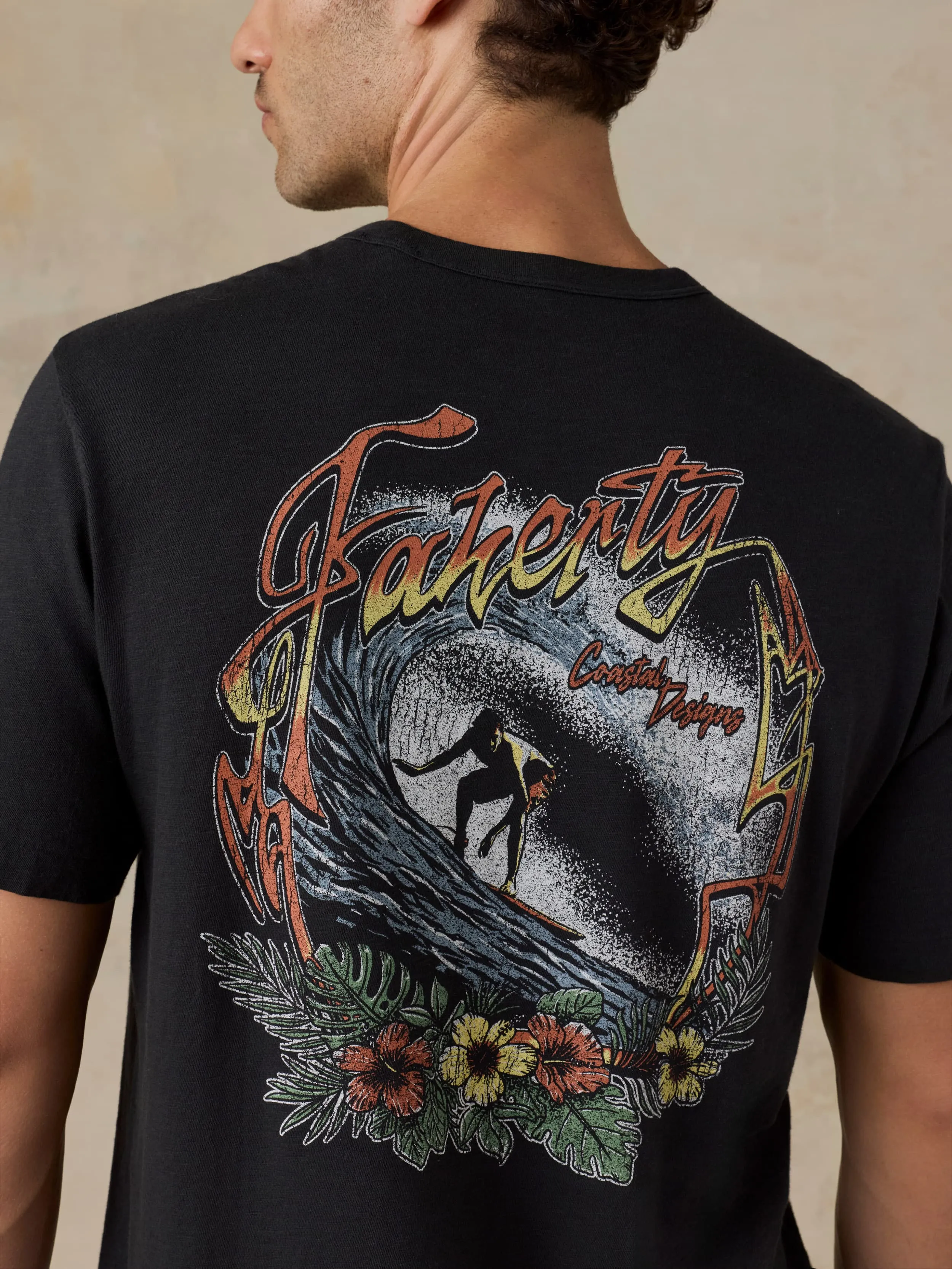 Sunwashed Regenerative Graphic Tee - Ridge Black sold by Faherty product image thumbnail 2