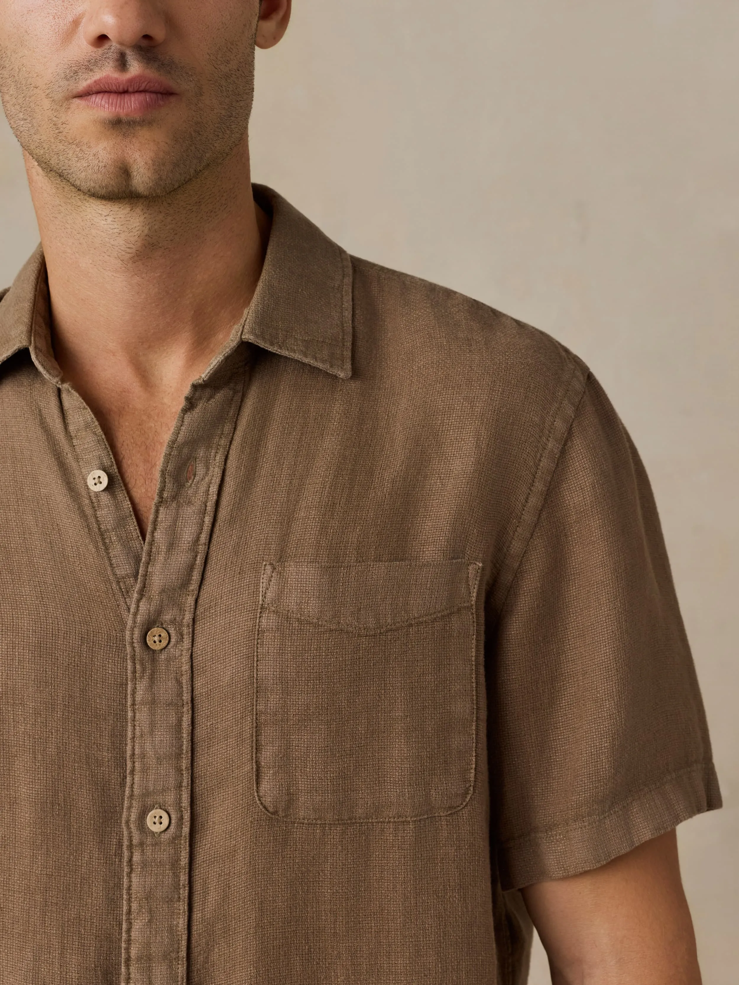 Short-Sleeve Palma Linen Shirt - Island Brown sold by Faherty product image thumbnail 4